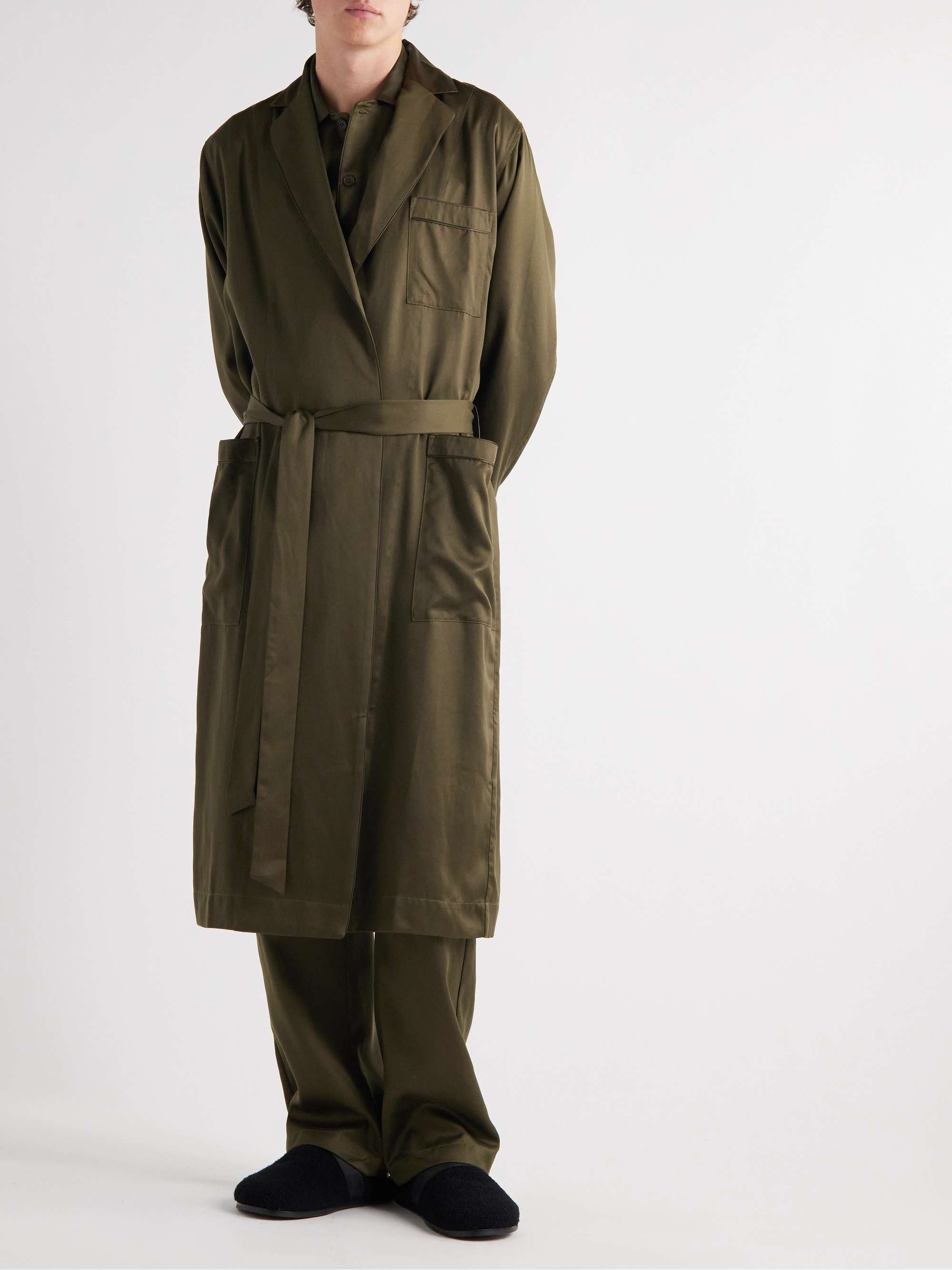 CDLP Home Satin-Trimmed Lyocell-Twill Robe