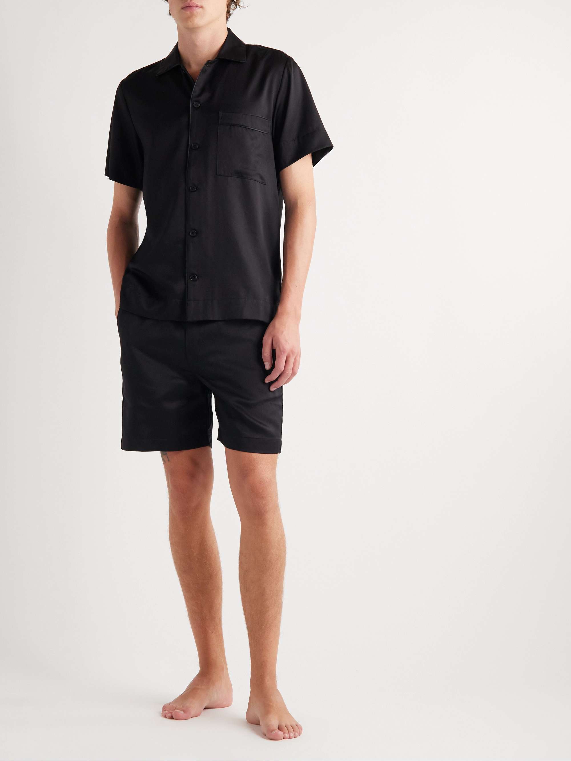 CDLP Home Satin-Trimmed Lyocell-Twill Pyjama Set