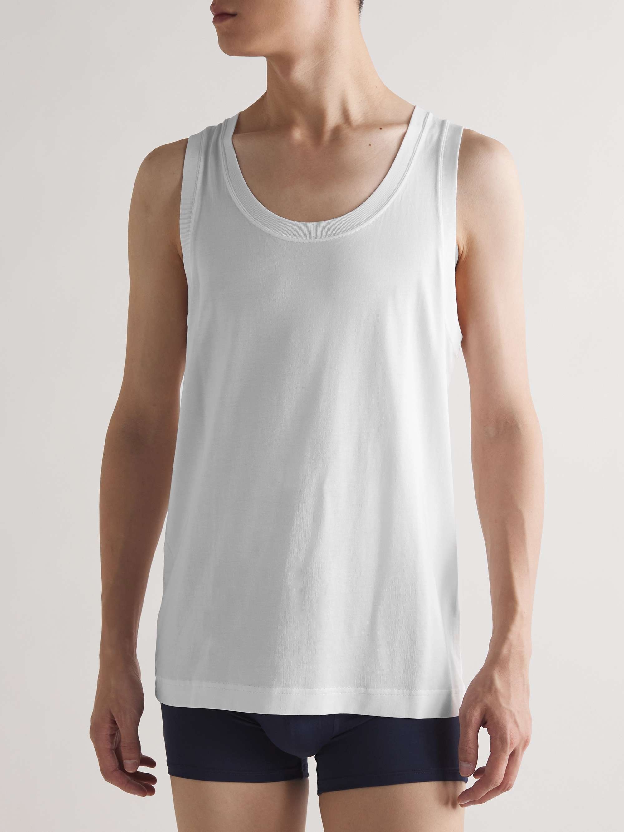 BARENA Solio Garment-Dyed Ribbed Stretch-Cotton Jersey Tank Top for Men