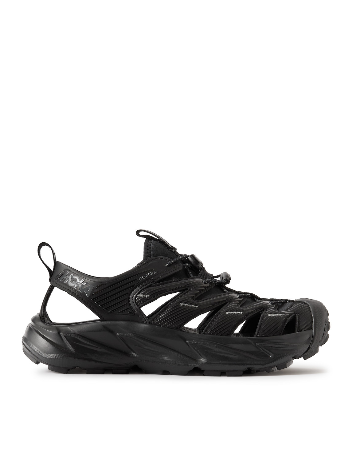 Shop Hoka One One Sky Hopara Faux Leather And Neoprene Hiking Shoes In Black