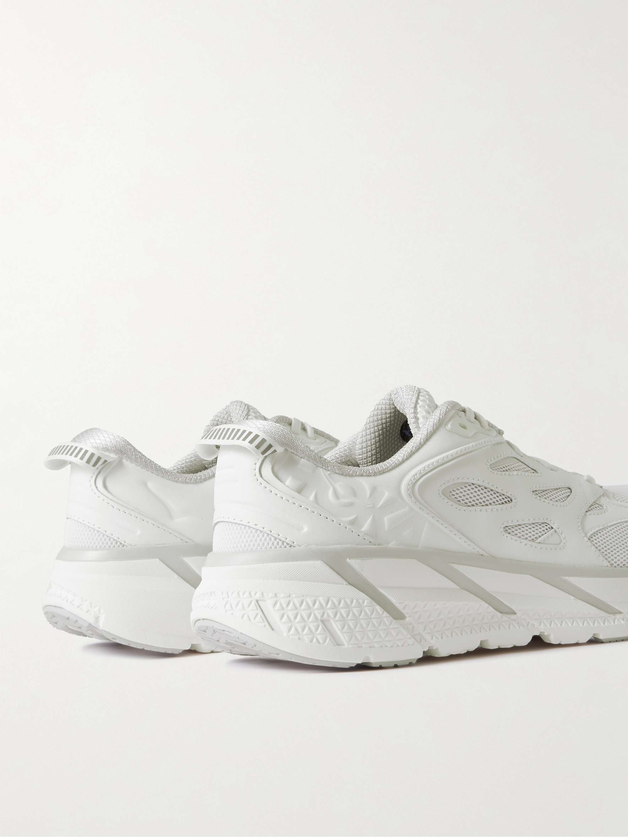 HOKA ONE ONE Clifton L Leather and Mesh Running Sneakers