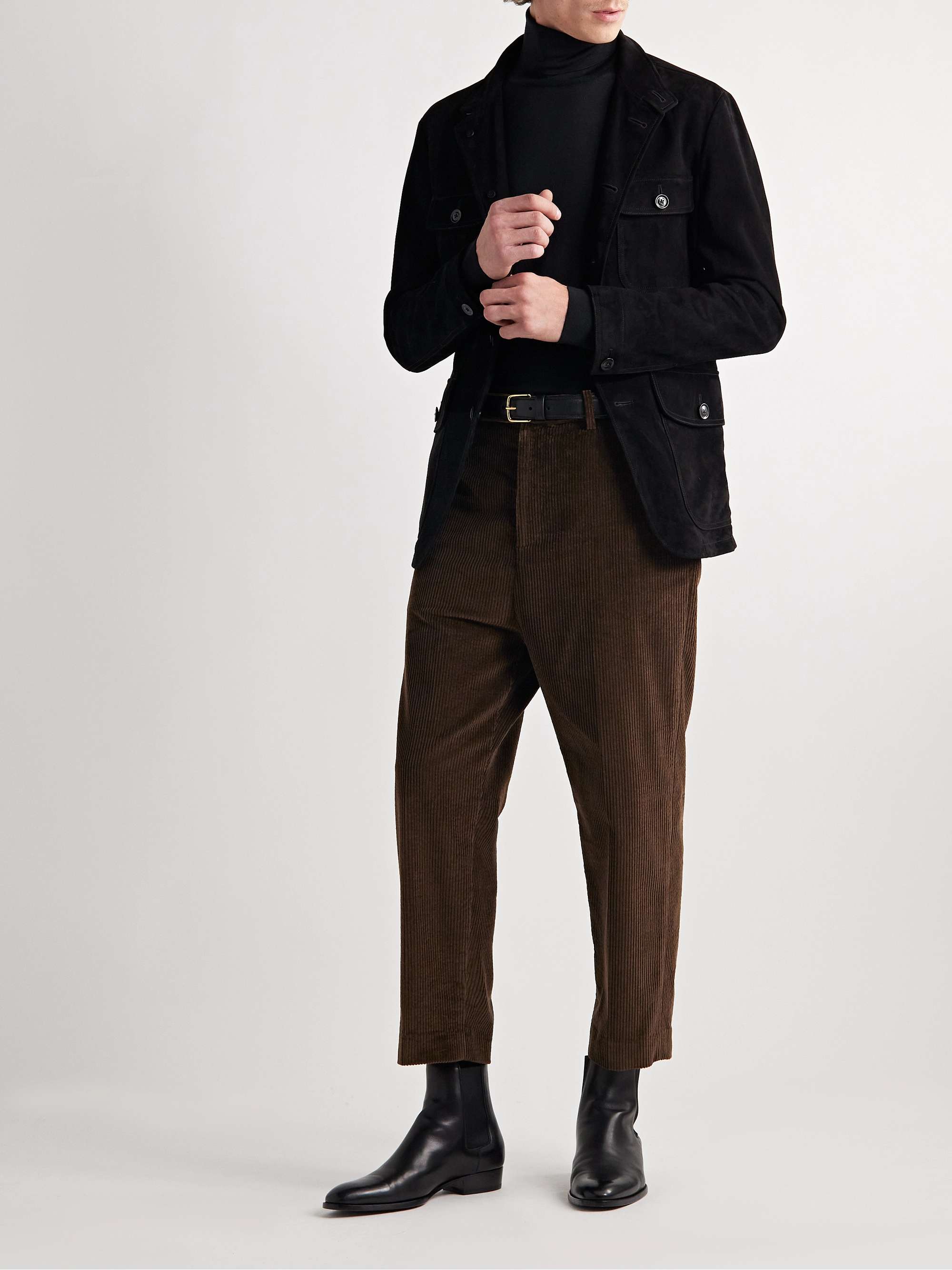 NILI LOTAN Tel Aviv Tapered Cropped Cotton-Corduroy Trousers