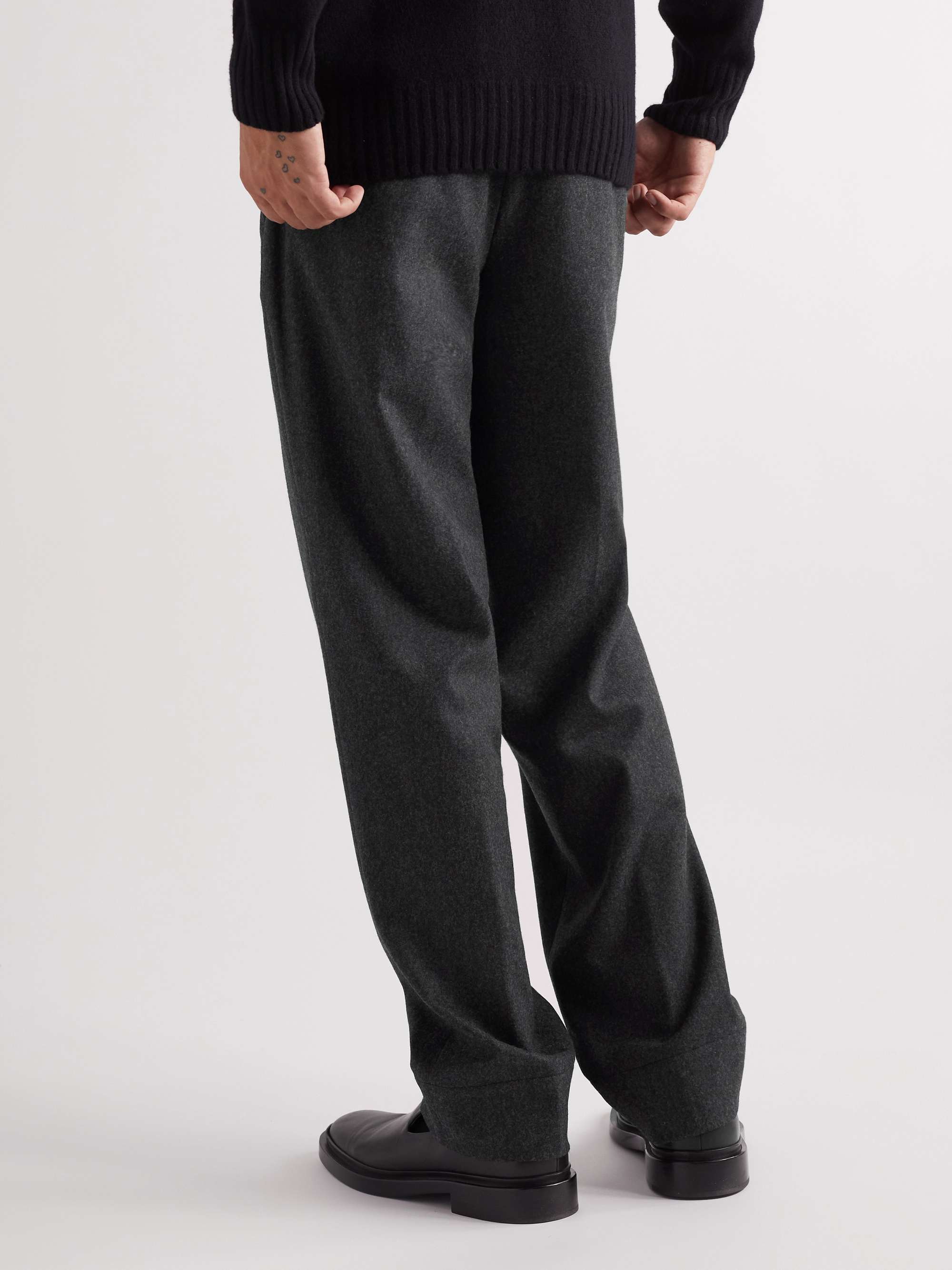 MARGARET HOWELL Straight-Leg Pleated Wool-Flannel Trousers