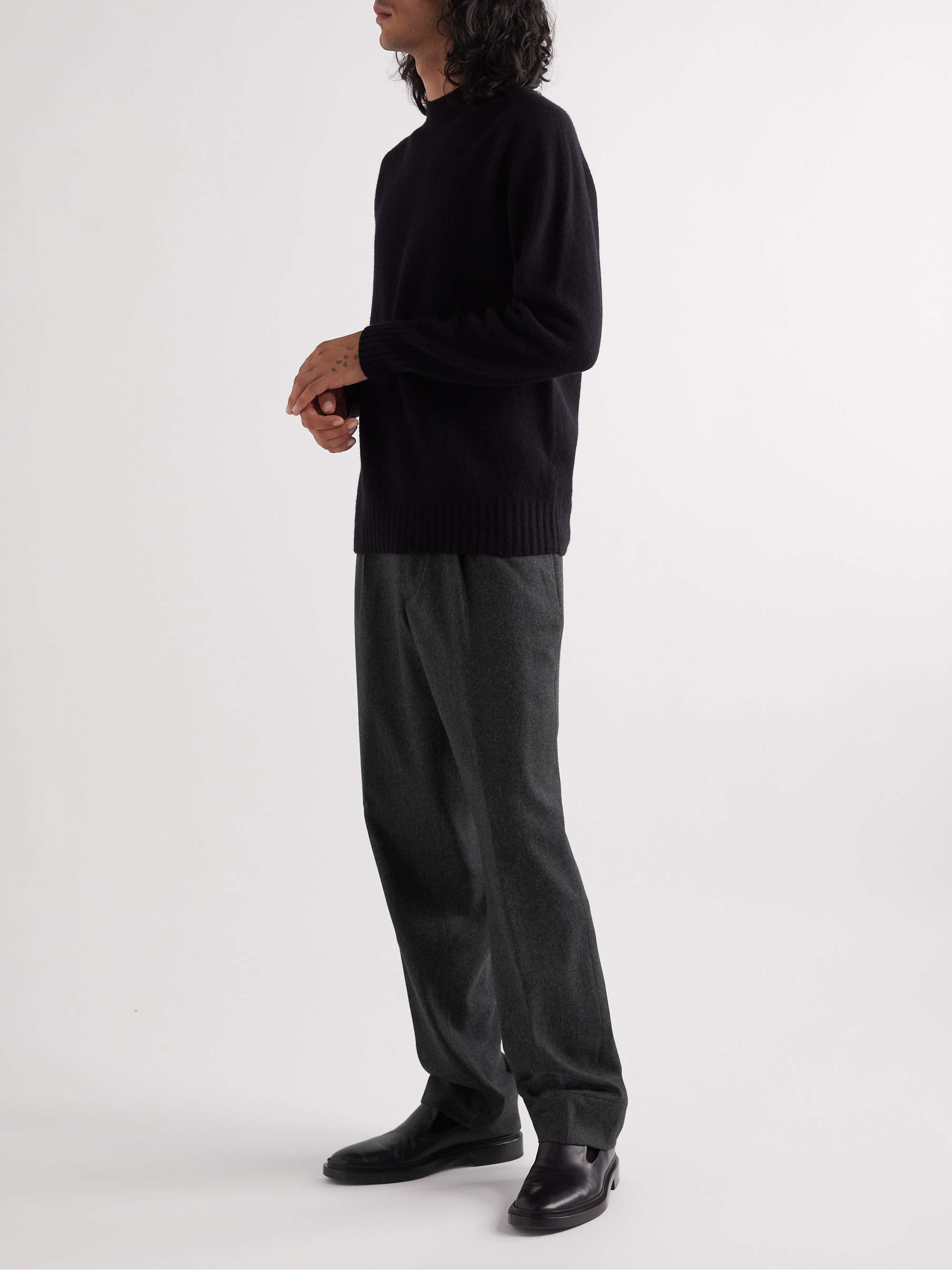 MARGARET HOWELL Straight-Leg Pleated Wool-Flannel Trousers