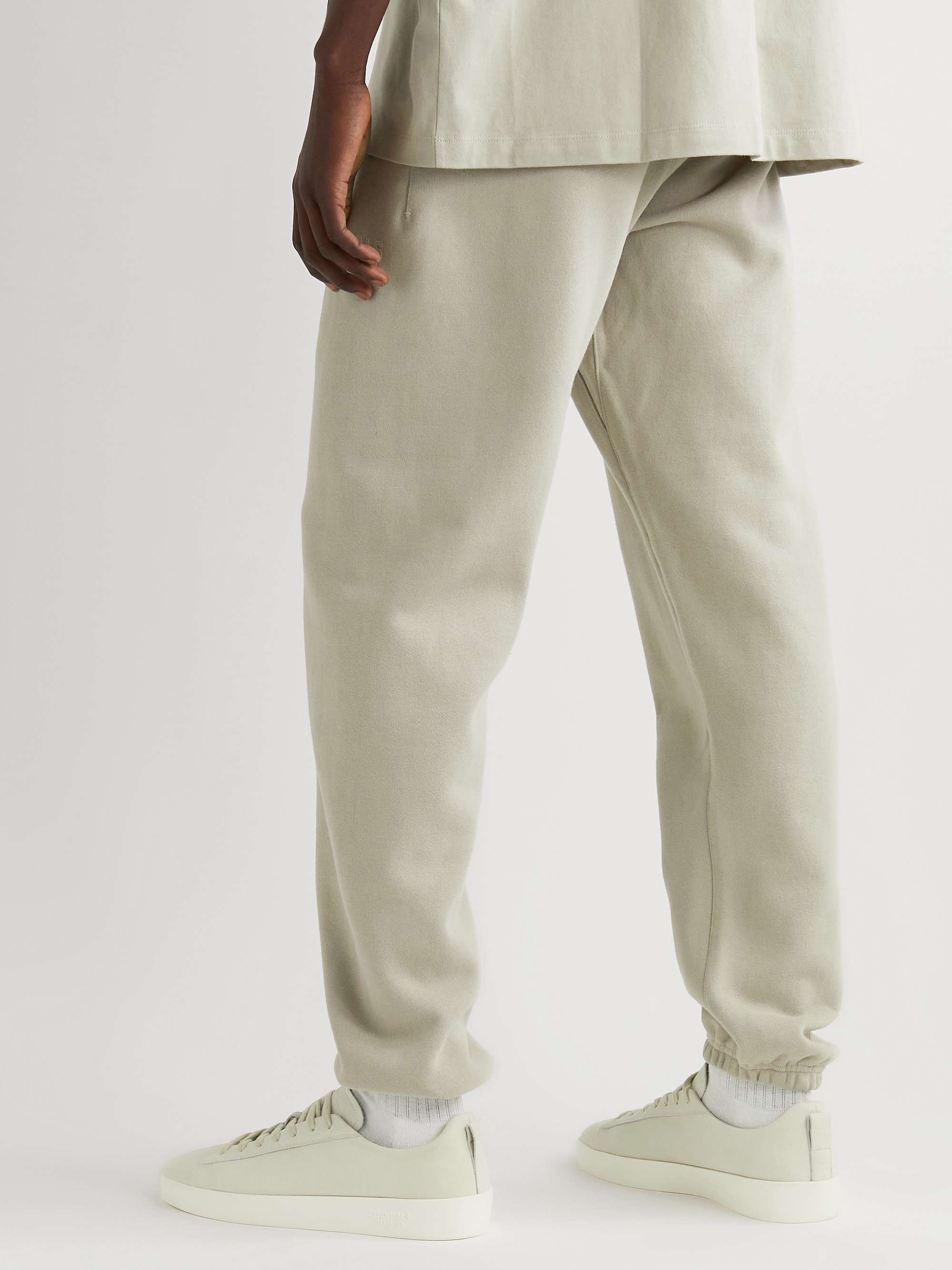 FEAR OF GOD ESSENTIALS Slim-Fit Tapered Logo-Flocked Cotton-Blend Jersey Sweatpants