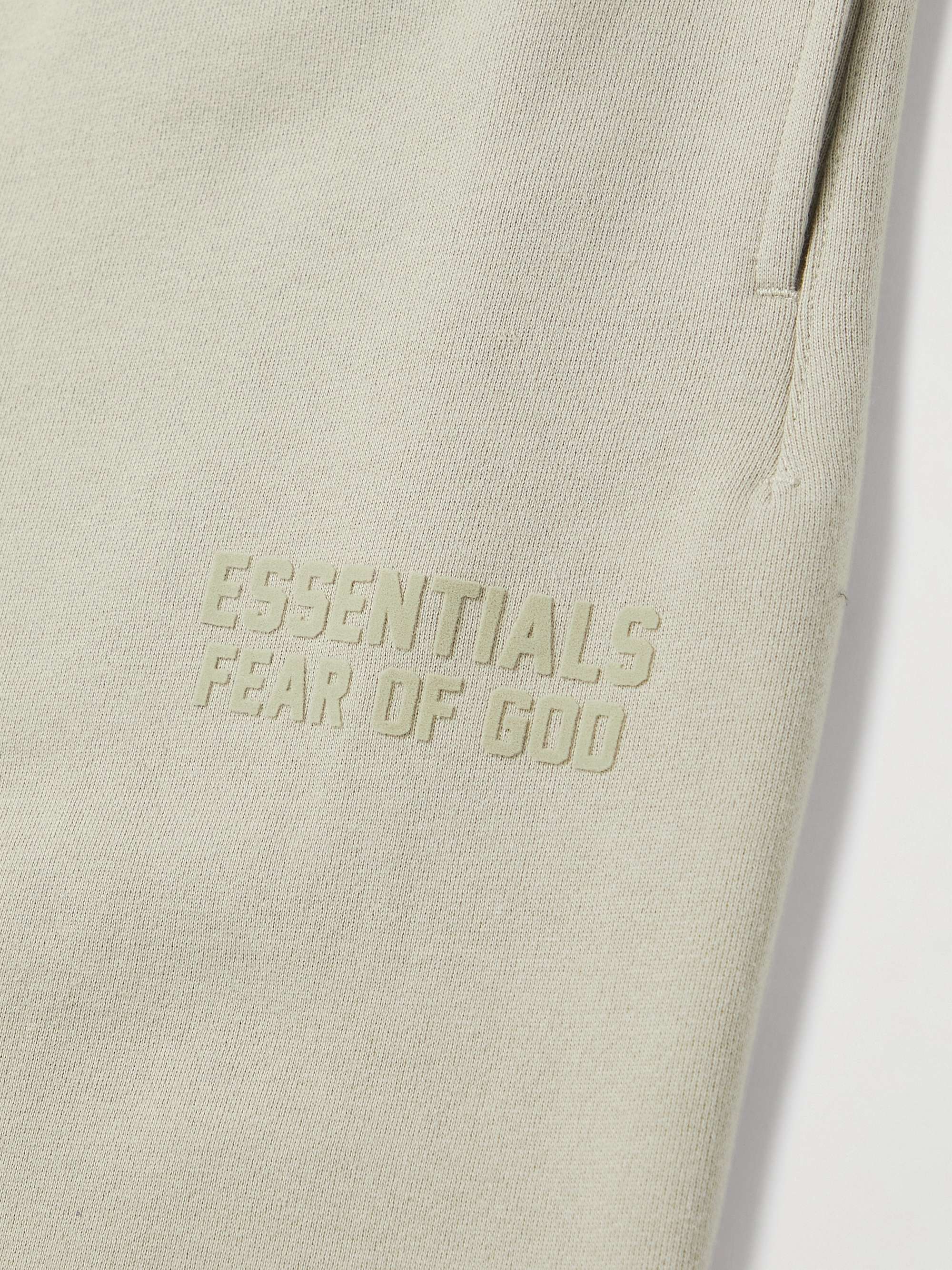 FEAR OF GOD ESSENTIALS Slim-Fit Tapered Logo-Flocked Cotton-Blend Jersey Sweatpants