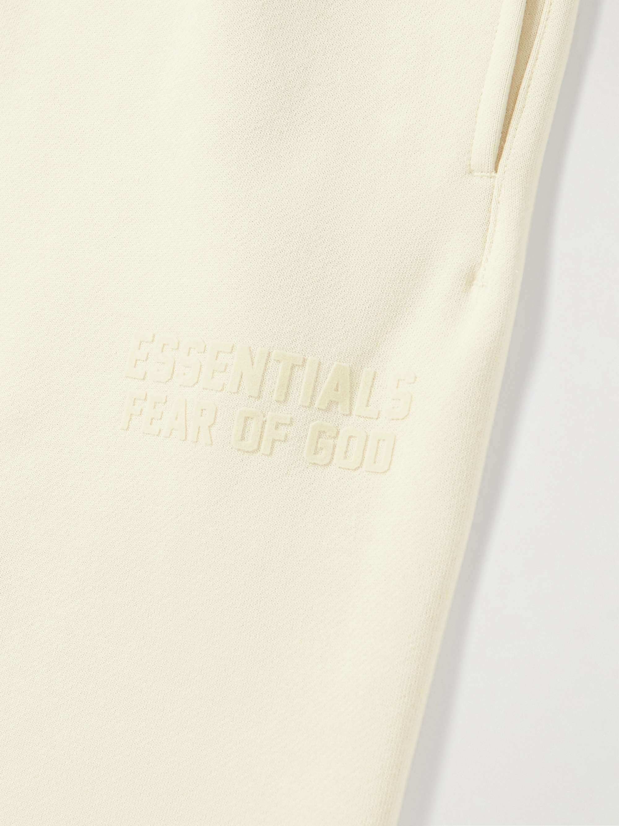 FEAR OF GOD ESSENTIALS Slim-Fit Tapered Logo-Flocked Cotton-Blend Jersey Sweatpants