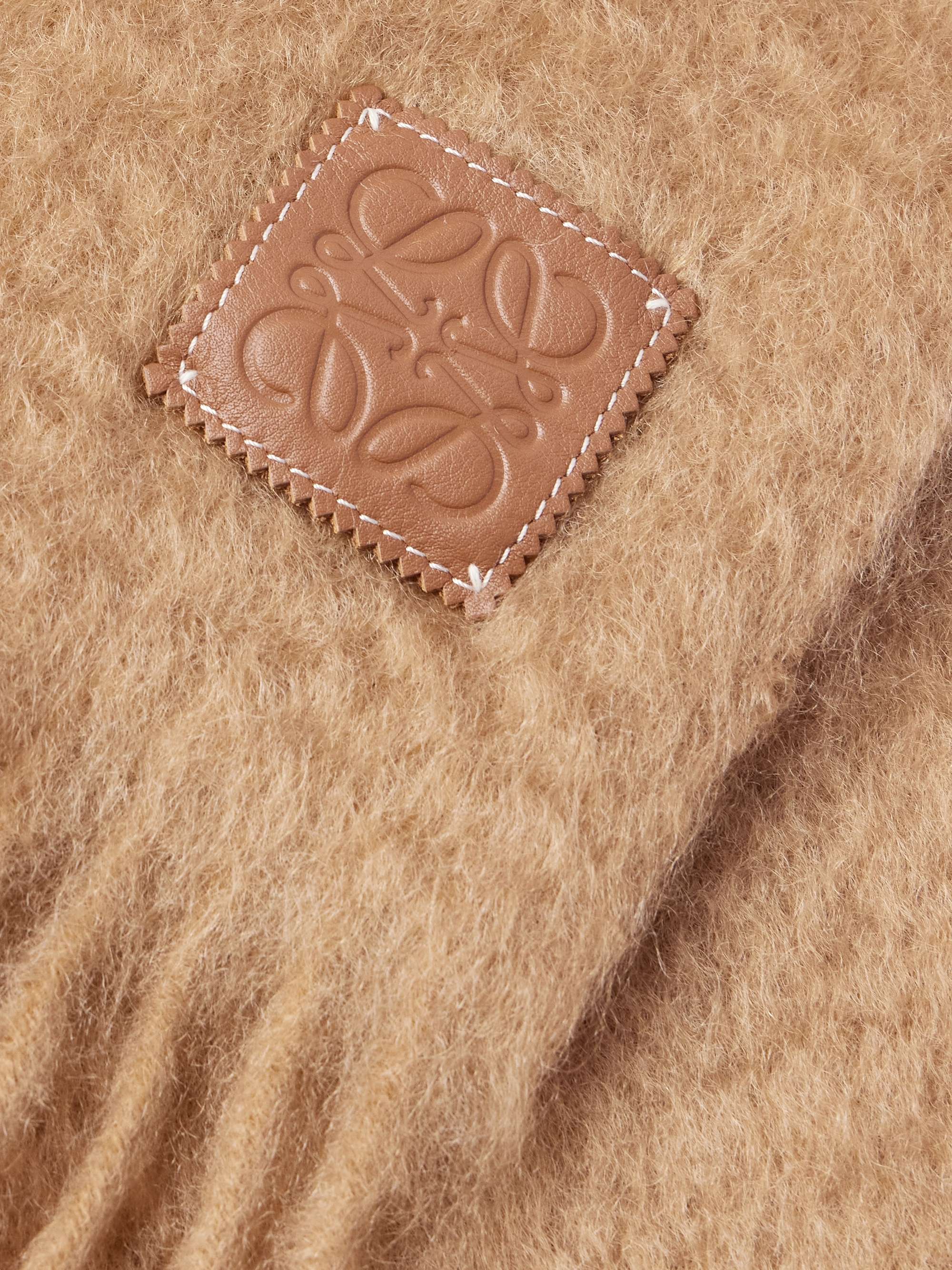 LOEWE Logo-Appliquéd Fringed Mohair-Blend Scarf