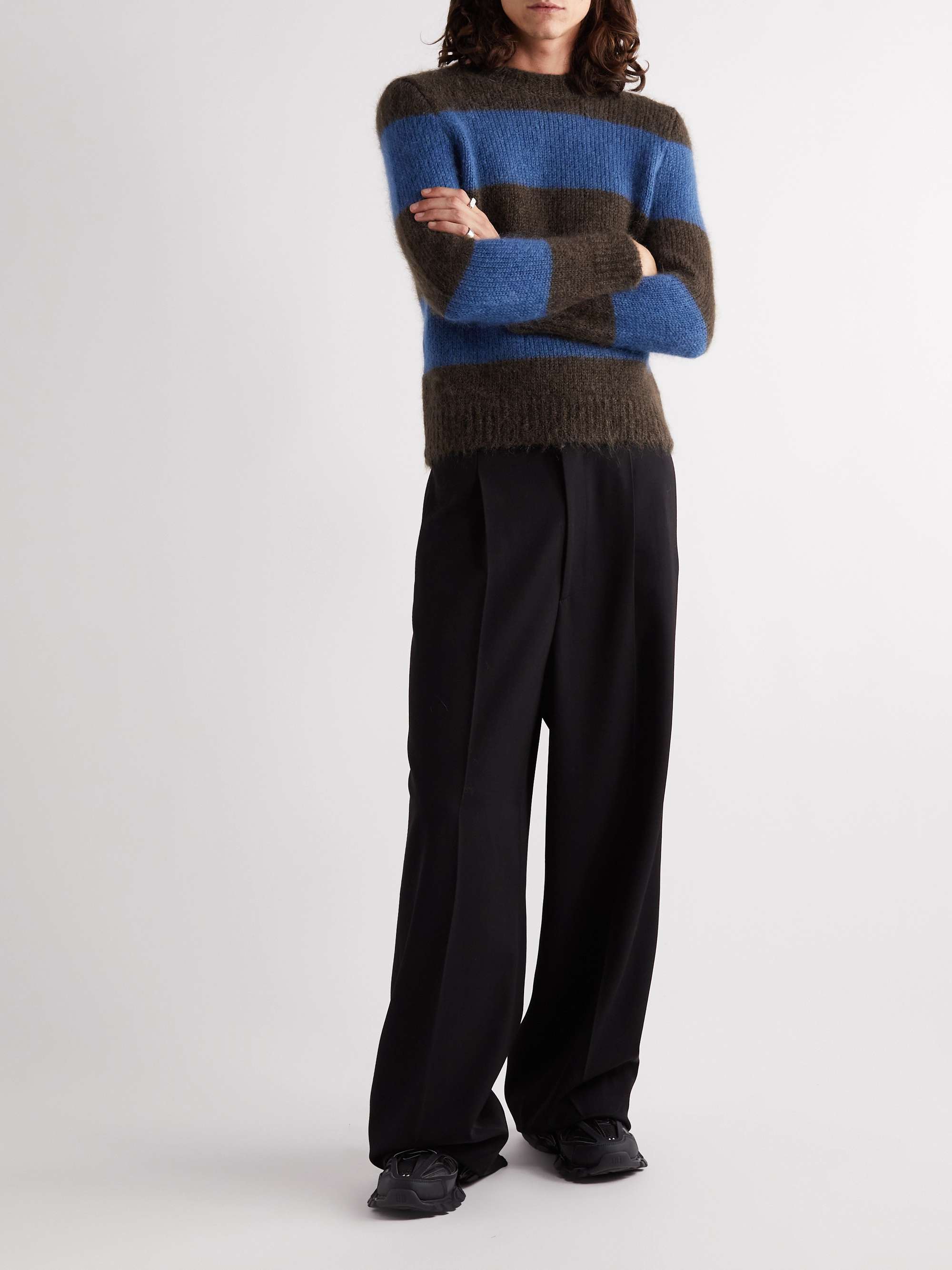 raf simons Mohair Long Grove RAF SIMONS Slim-Fit Striped Mohair