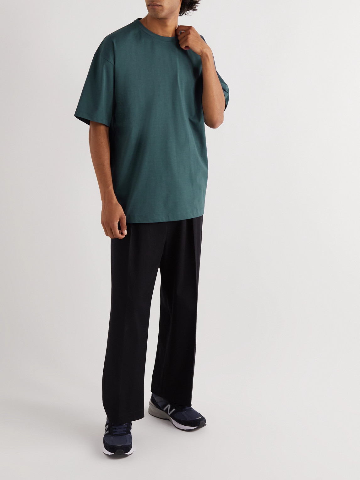 Aton Nuback Oversized Cotton-jersey T-shirt In Green | ModeSens