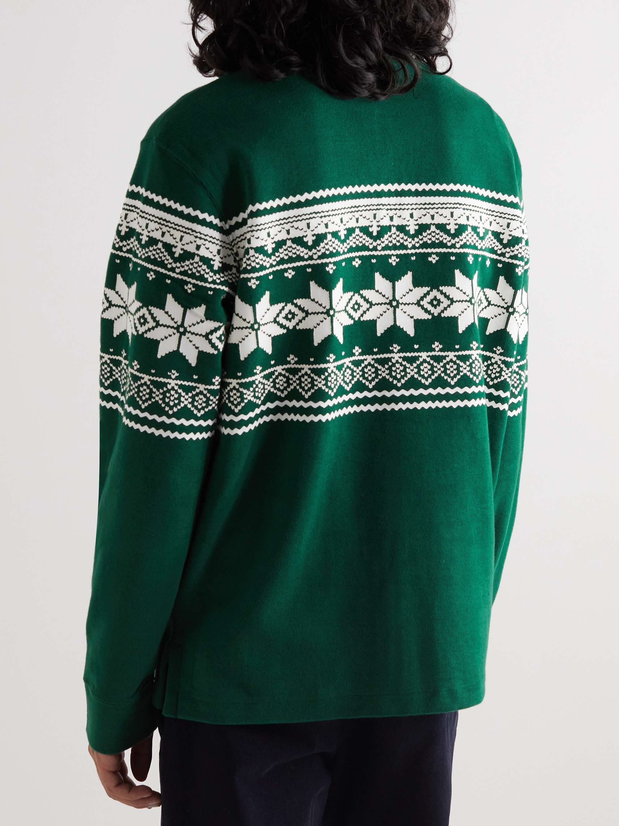 POLO RALPH LAUREN Printed Cotton-Jersey Half-Zip Sweatshirt