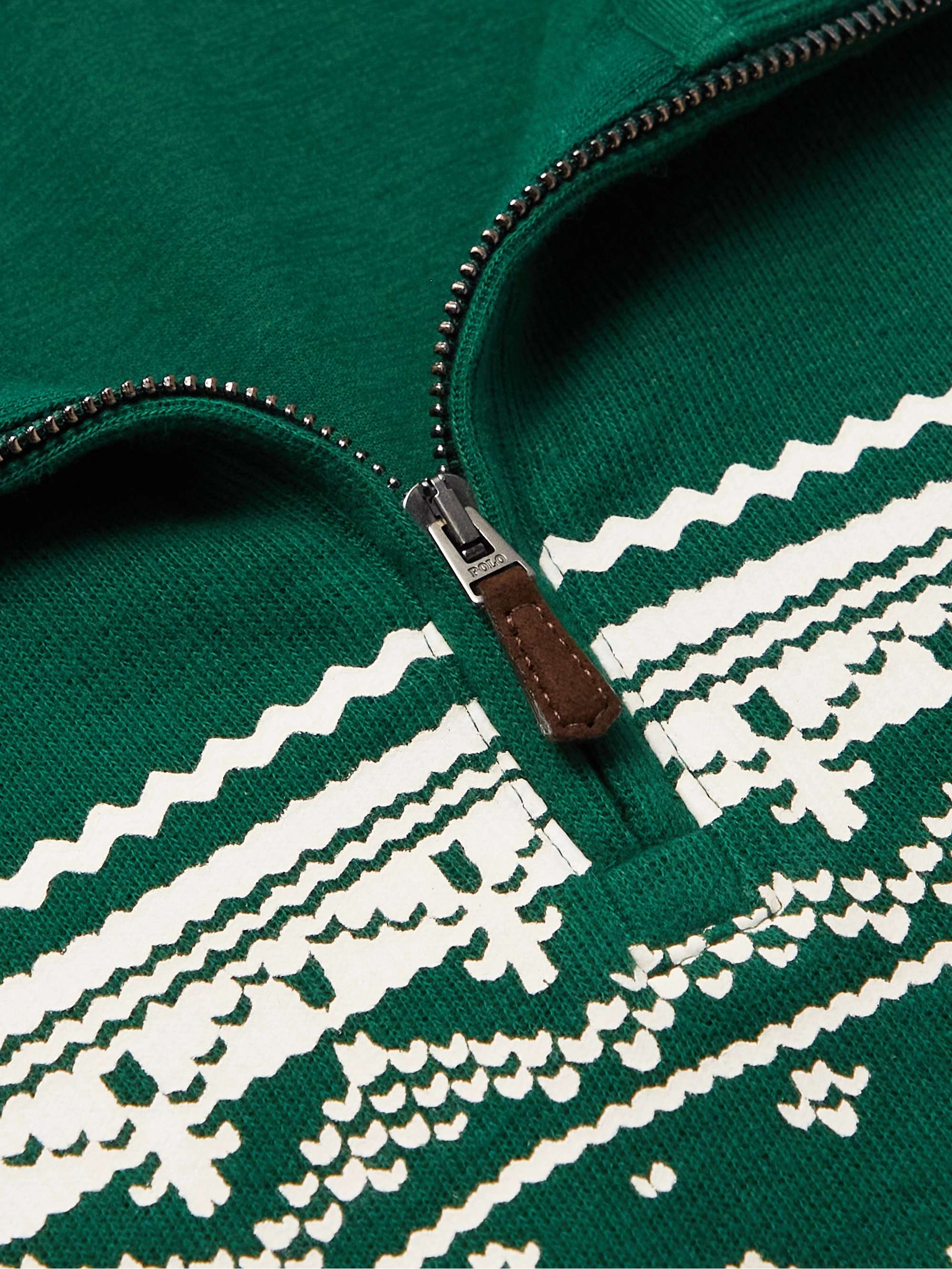 POLO RALPH LAUREN Printed Cotton-Jersey Half-Zip Sweatshirt