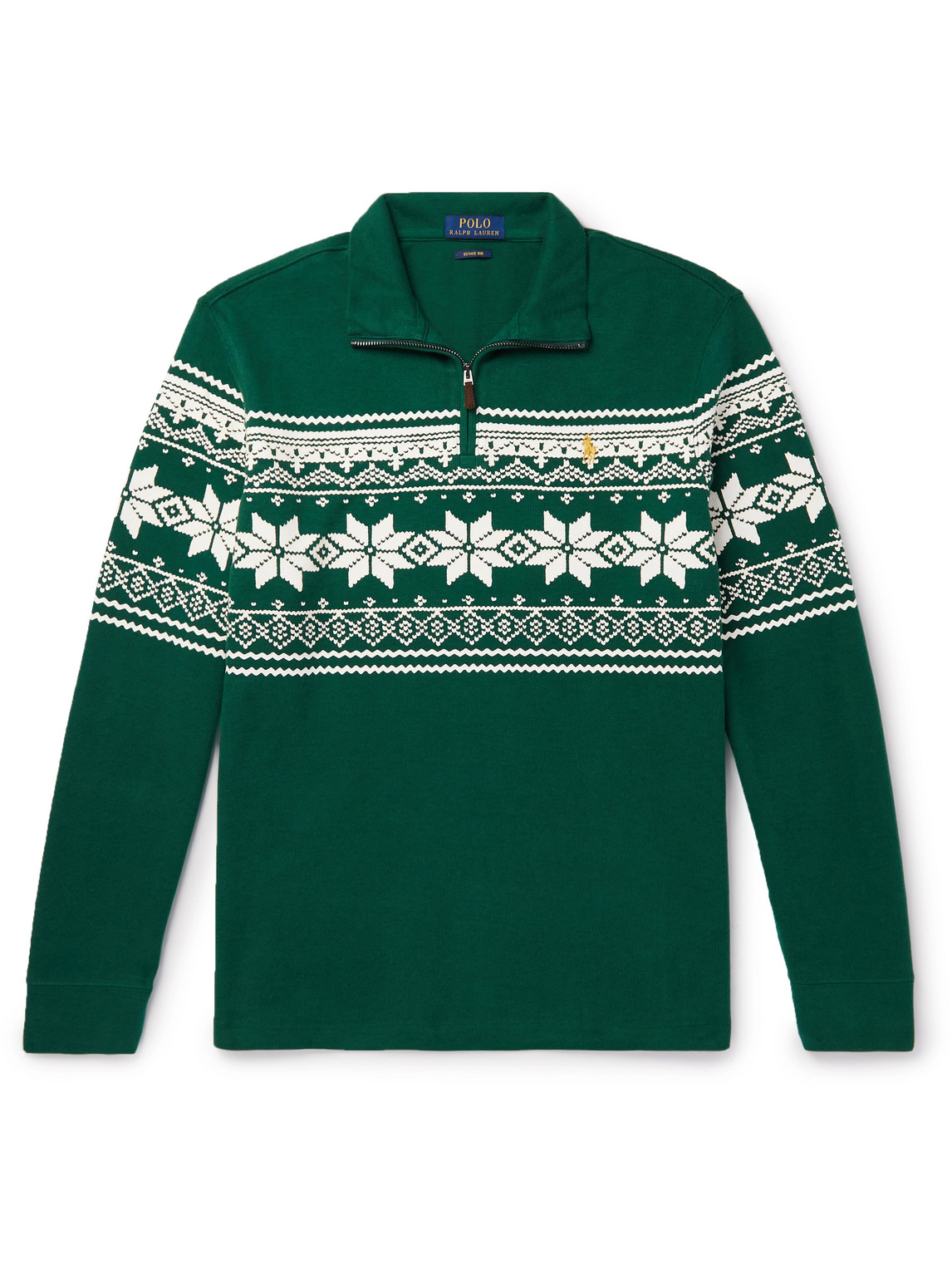 POLO RALPH LAUREN PRINTED COTTON-JERSEY HALF-ZIP SWEATSHIRT