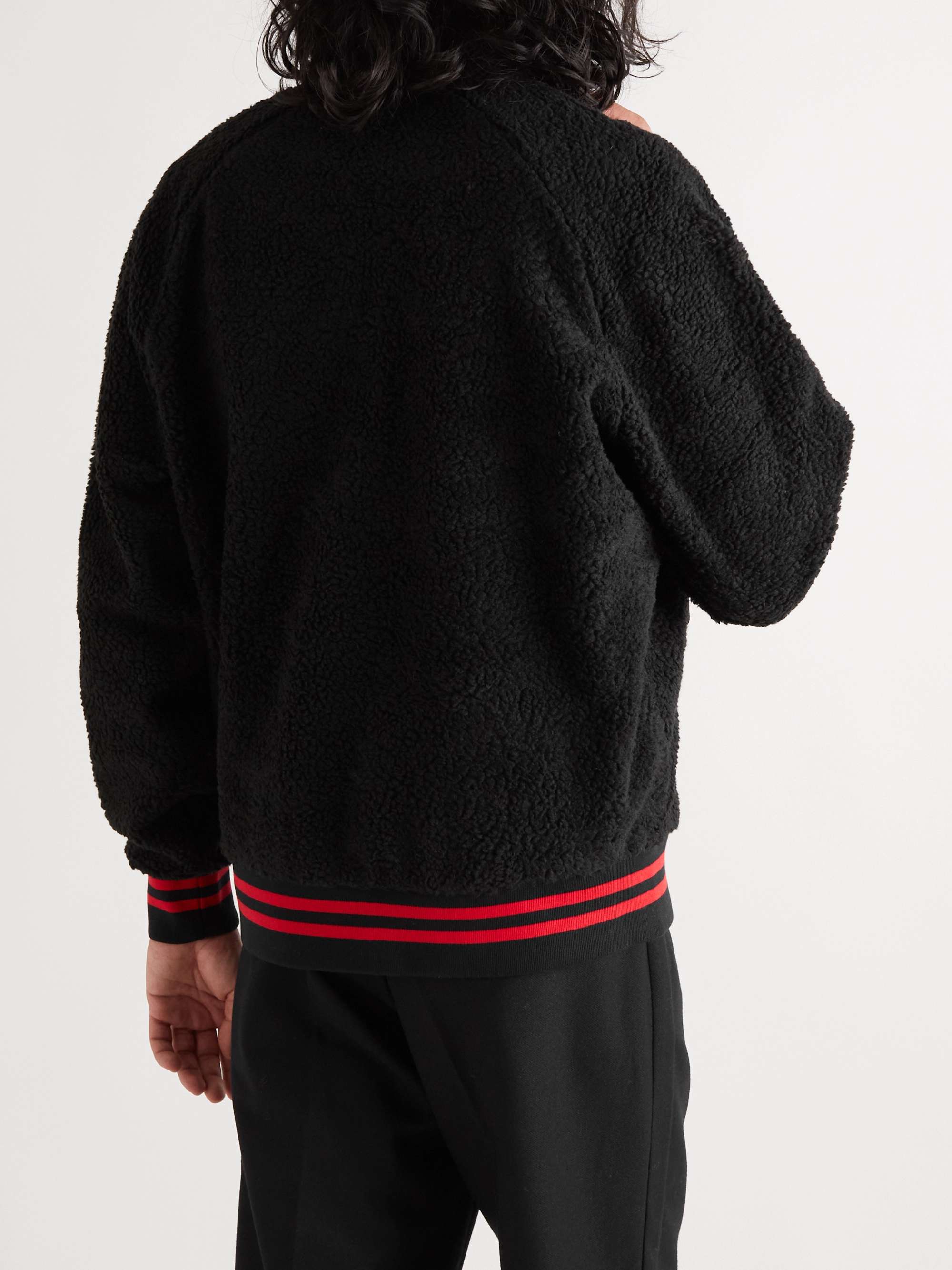 POLO RALPH LAUREN Striped Logo-Embroidered Bouclé Zip-Up Cardigan