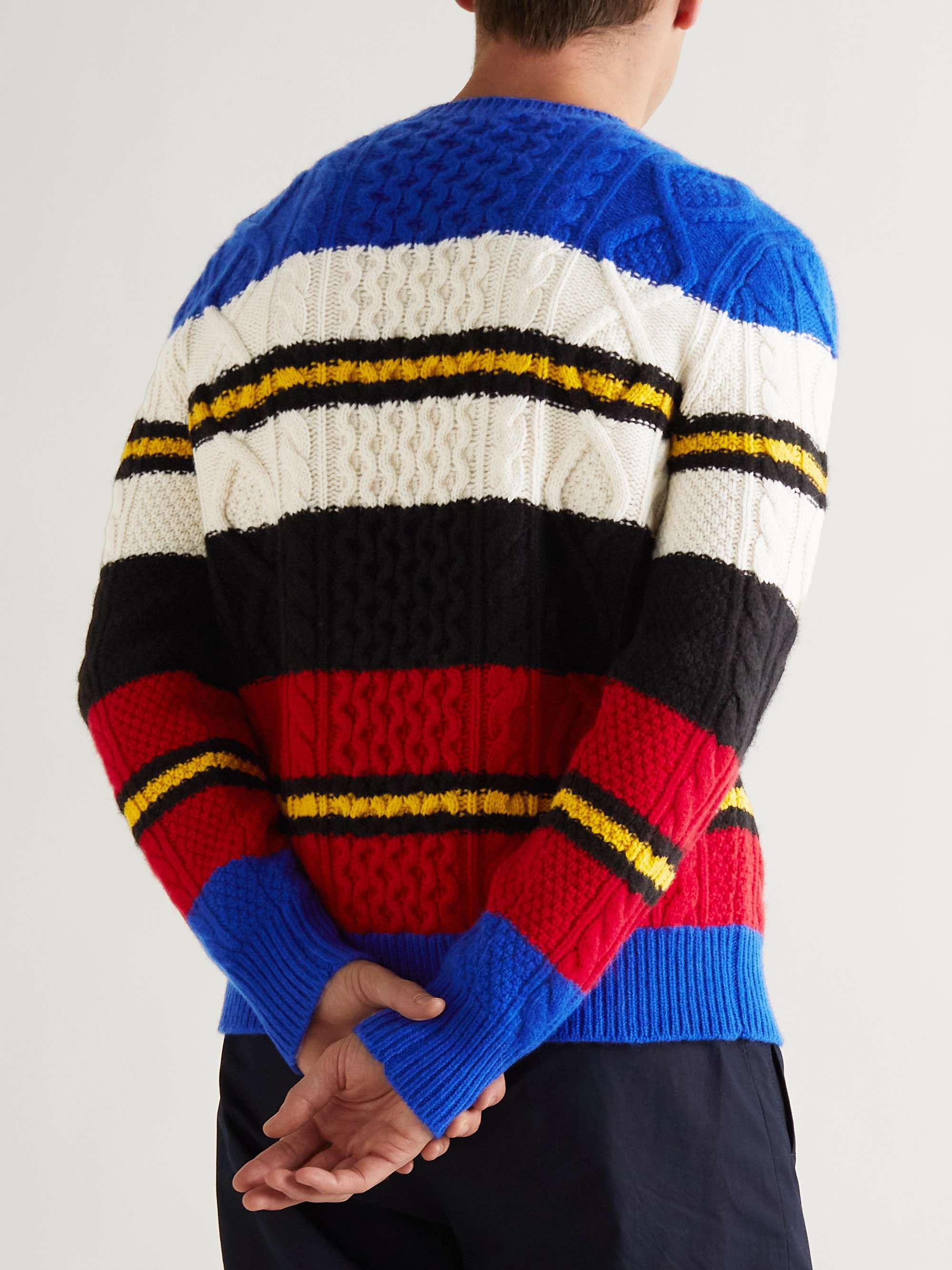 POLO RALPH LAUREN Striped Cable-Knit Wool and Alpaca-Blend Sweater | MR  PORTER