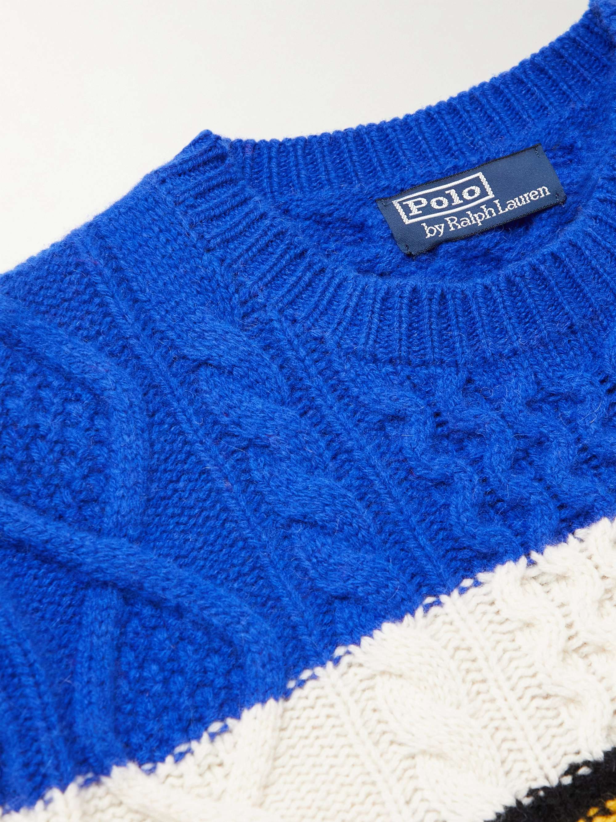 POLO RALPH LAUREN Striped Cable-Knit Wool and Alpaca-Blend Sweater