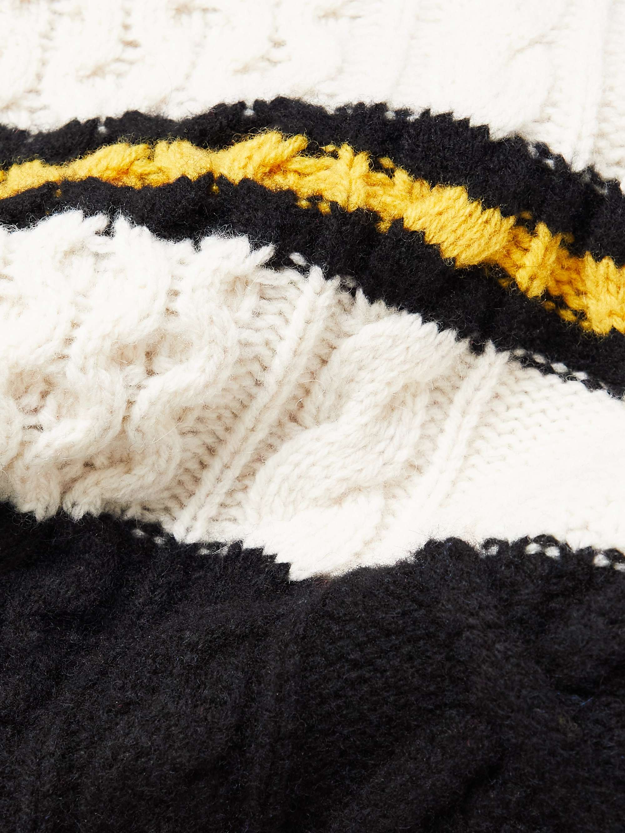 POLO RALPH LAUREN Striped Cable-Knit Wool and Alpaca-Blend Sweater