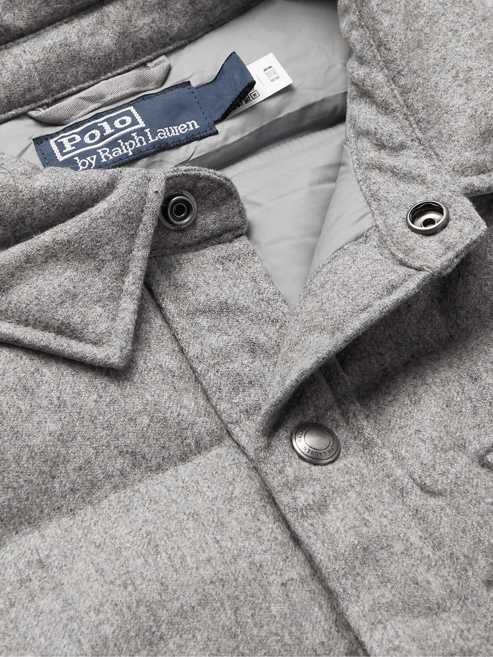 POLO RALPH LAUREN Leather-Trimmed Quilted Wool-Blend Down Jacket