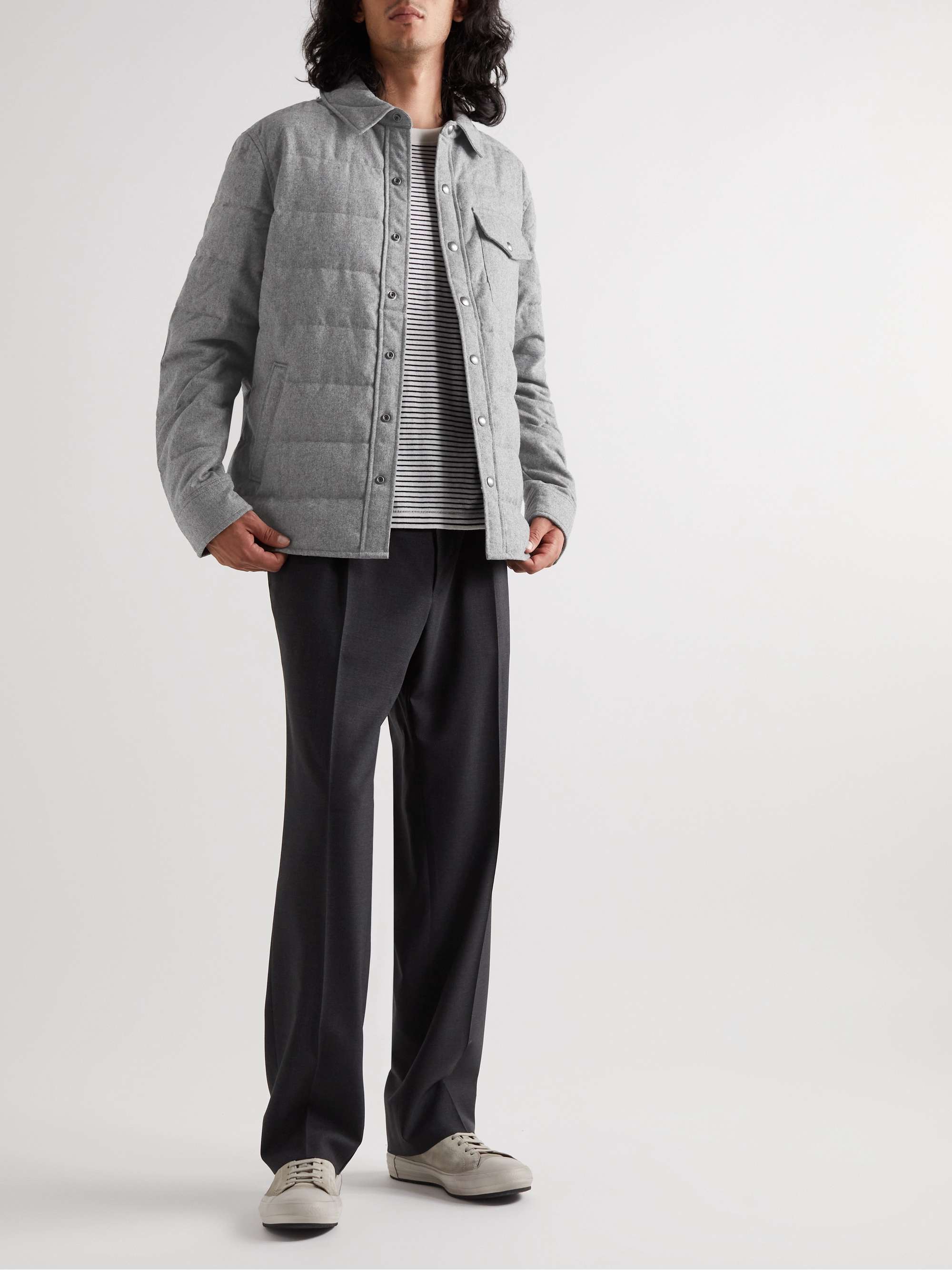 POLO RALPH LAUREN Leather-Trimmed Quilted Wool-Blend Down Jacket