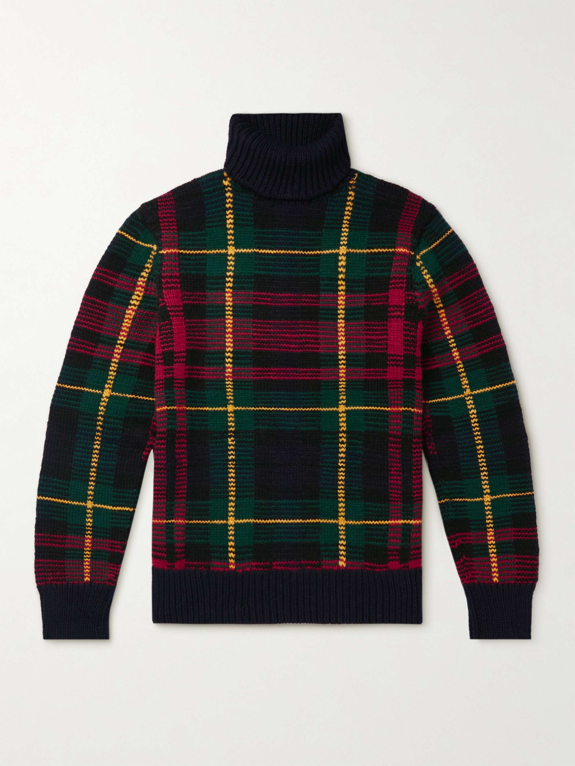 POLO RALPH LAUREN Checked Wool Rollneck Sweater