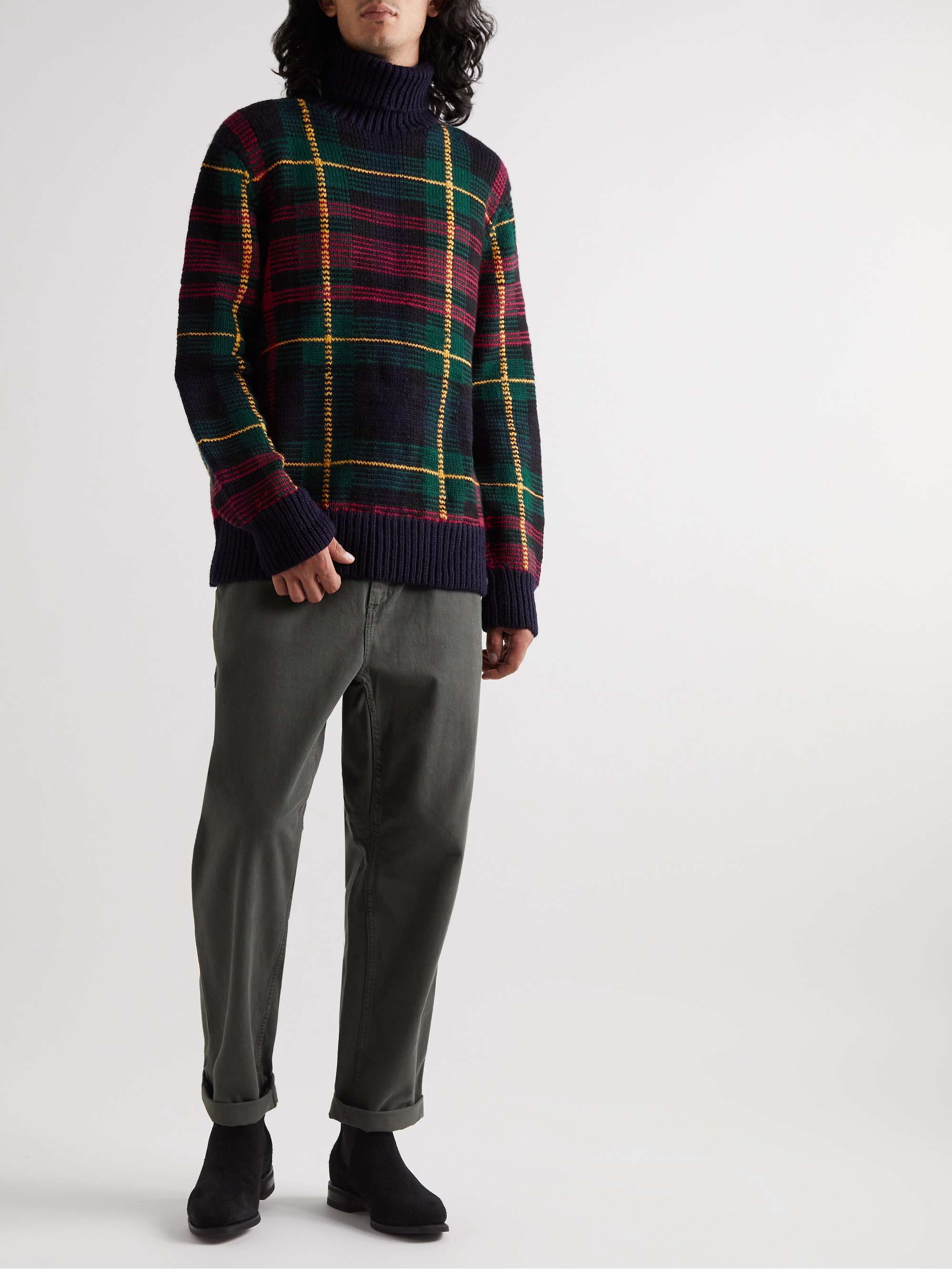 POLO RALPH LAUREN Checked Wool Rollneck Sweater