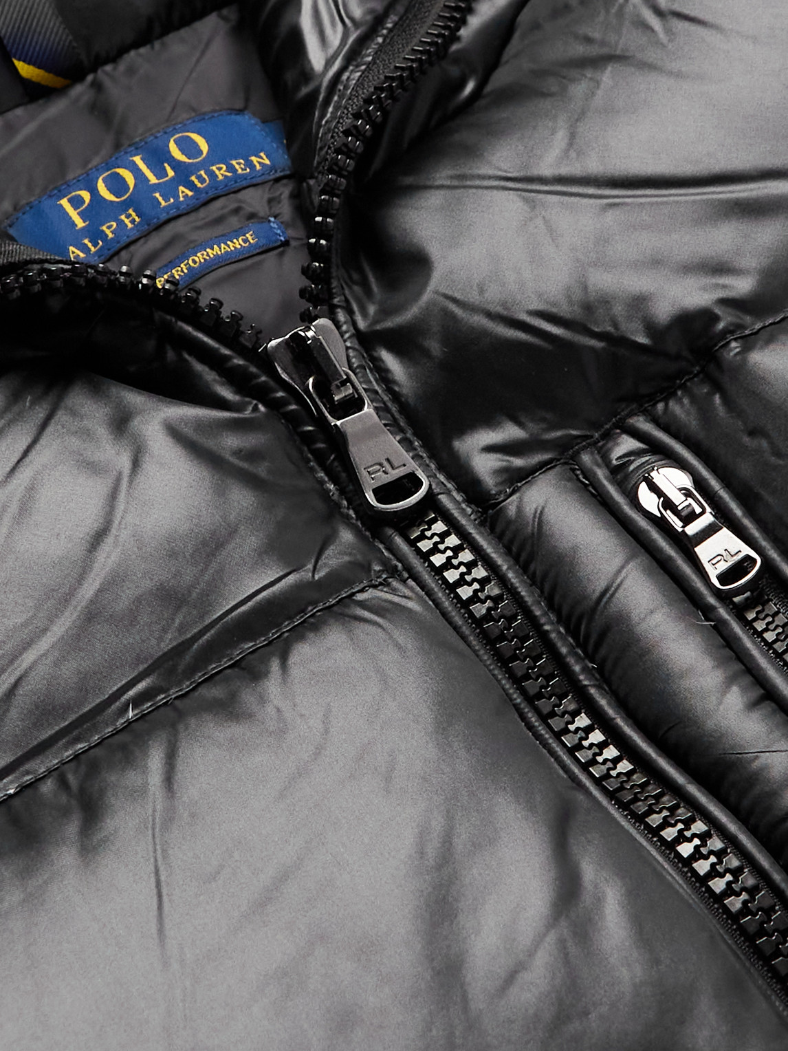 Shop Polo Ralph Lauren Logo-embroidered Quilted Recycled-nylon Down Gilet In Black