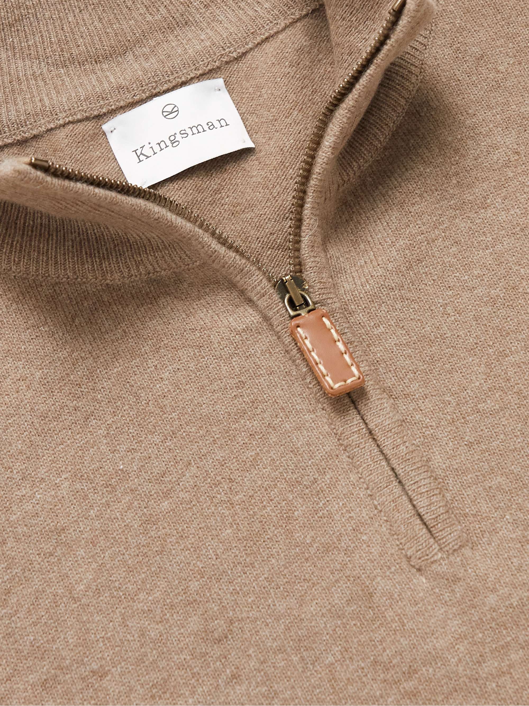 KINGSMAN Wade Merino Wool and Cashmere-Blend Half-Zip Sweater