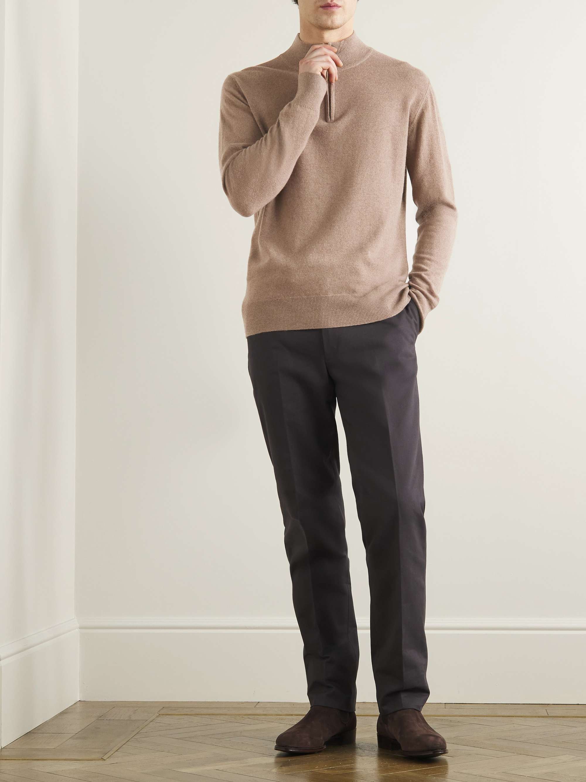 KINGSMAN Wade Merino Wool and Cashmere-Blend Half-Zip Sweater