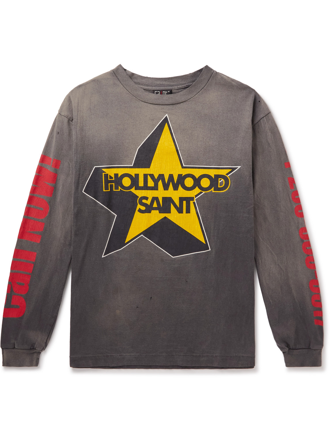 Saint Mxxxxxx Printed Distressed Cotton-jersey T-shirt In Black