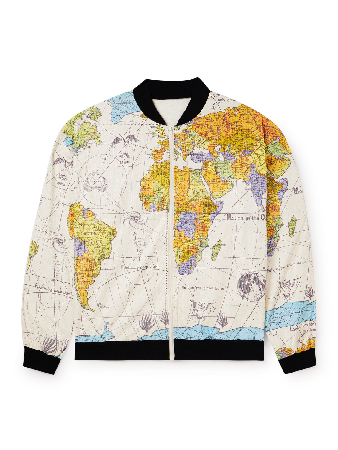 Saint Mxxxxxx Dr. Woo Printed Shell Bomber Jacket In White