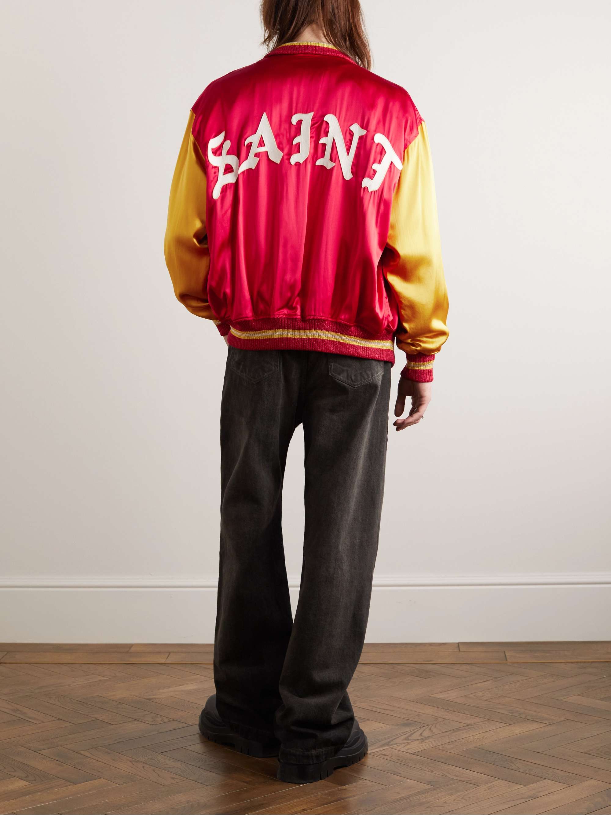 Saint Mxxxxxx Men's Logo-Embroidered Varsity Jacket