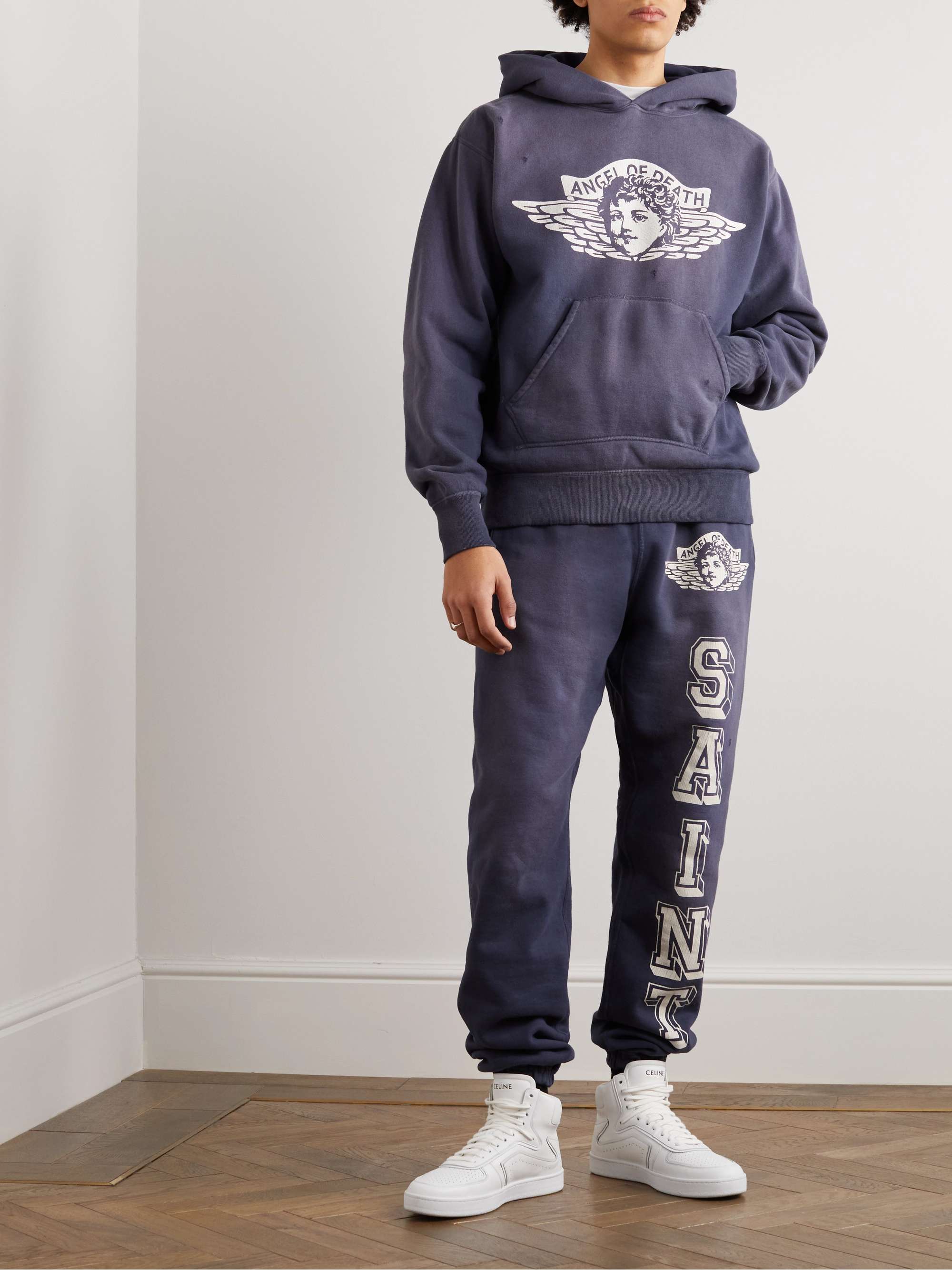 SAINT Mxxxxxx HOODIE STENCILS GREY-NAVY | www