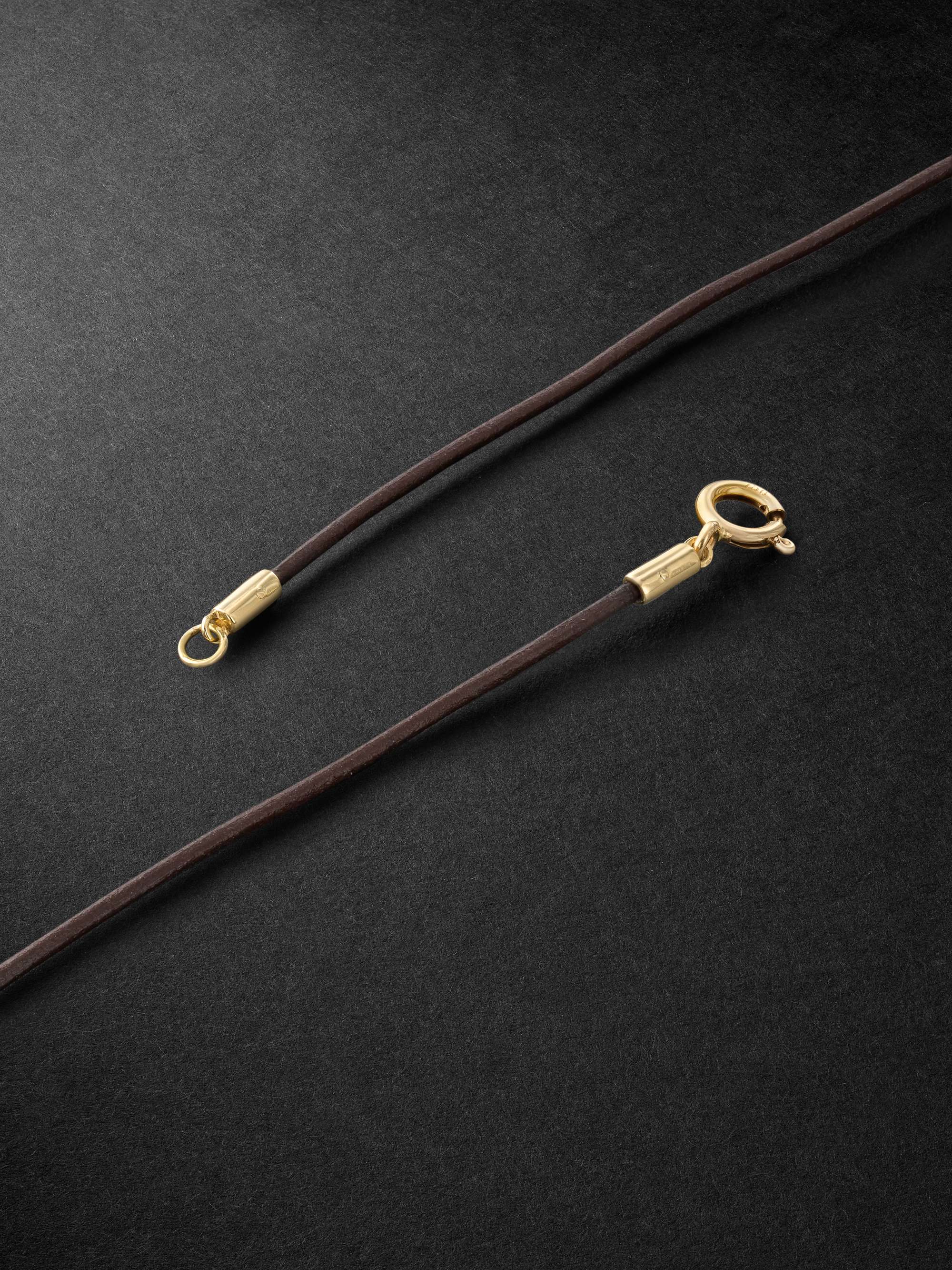 FERNANDO Oblong 18Karat Gold, Leather and Nephrite Jade Pendant Necklace for Men MR PORTER