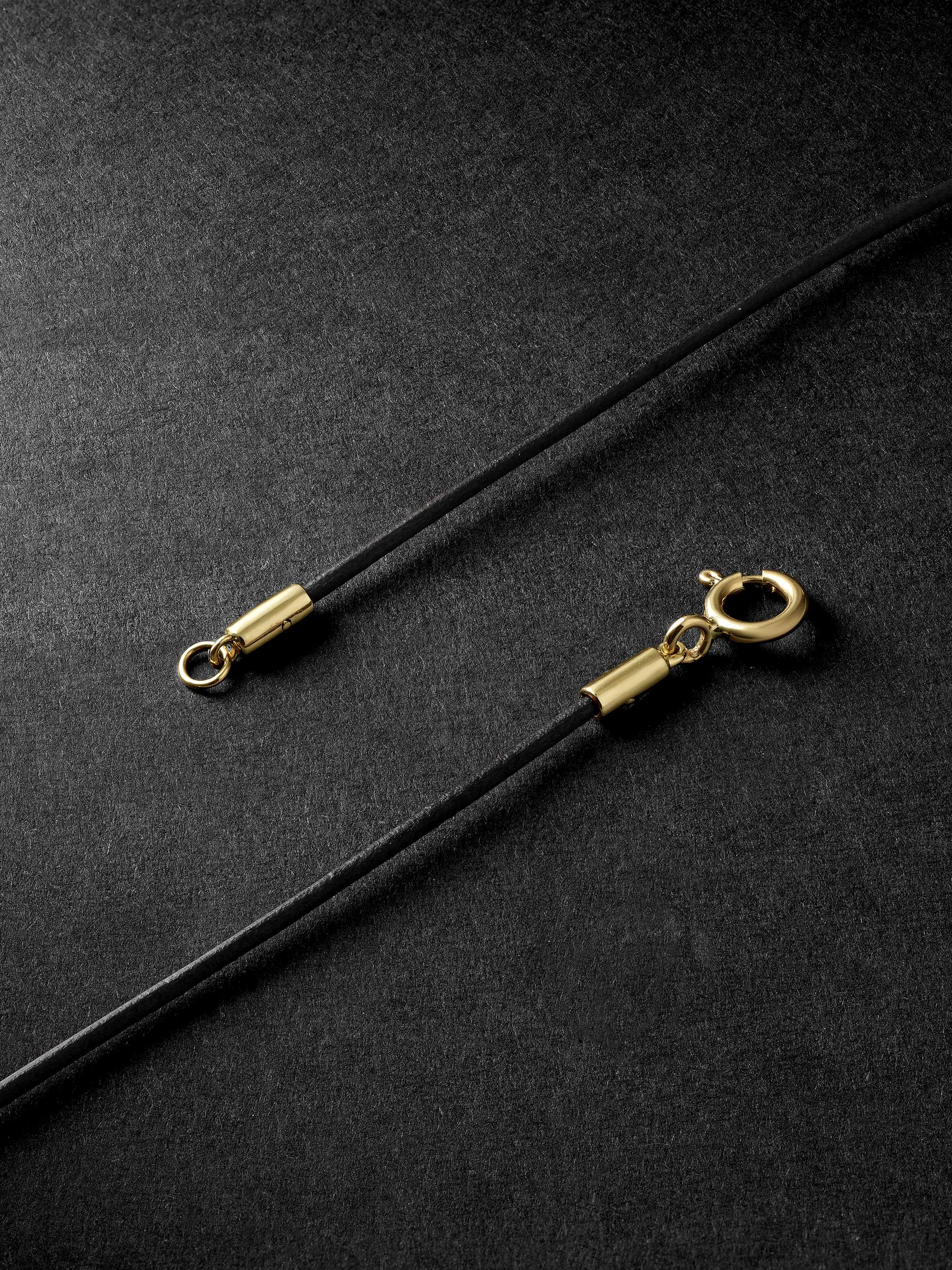 FERNANDO JORGE Oblong 18-Karat Gold, Leather and Lapis Lazuli Pendant Necklace