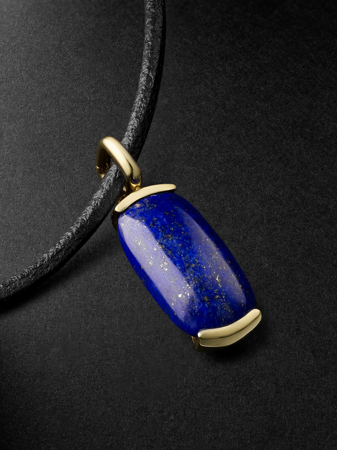 Shop Fernando Jorge Oblong 18-karat Gold, Leather And Lapis Lazuli Pendant Necklace In Blue