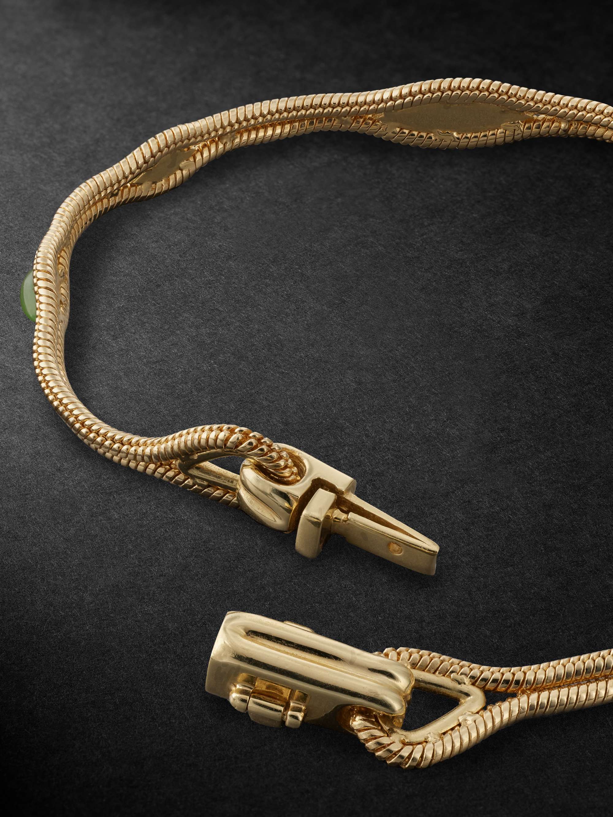 FERNANDO JORGE Fluid Thick 18-Karat Gold Nephrite Jade Bracelet