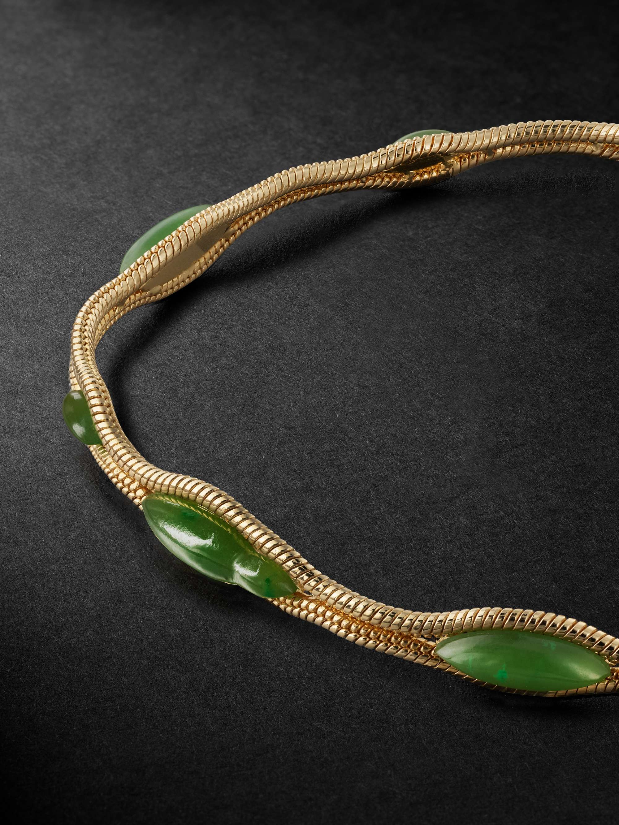 FERNANDO JORGE Fluid Thick 18-Karat Gold Nephrite Jade Bracelet