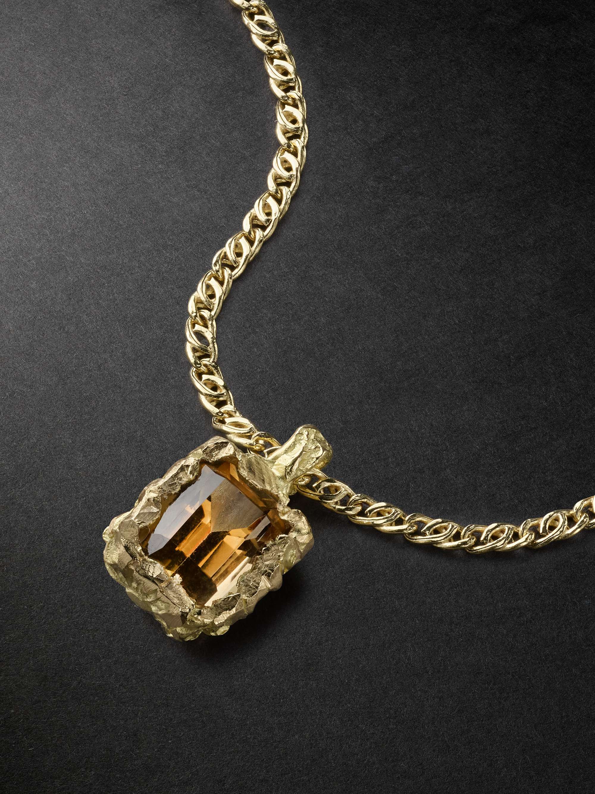 HEALERS FINE JEWELRY Cognac Recycled Gold Citrine Pendant Necklace