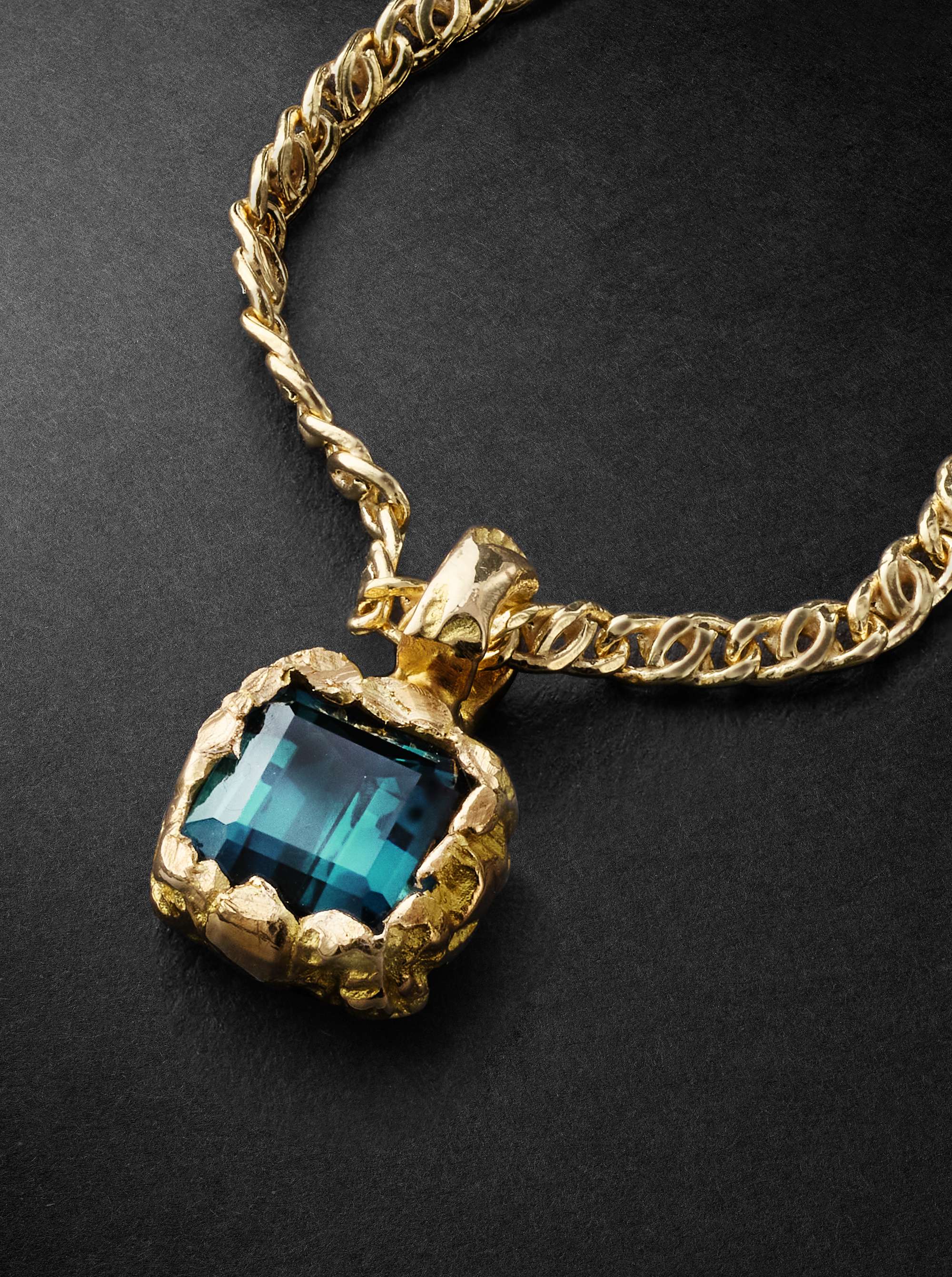 HEALERS FINE JEWELRY Recycled Gold Tourmaline Indigolite Pendant Necklace