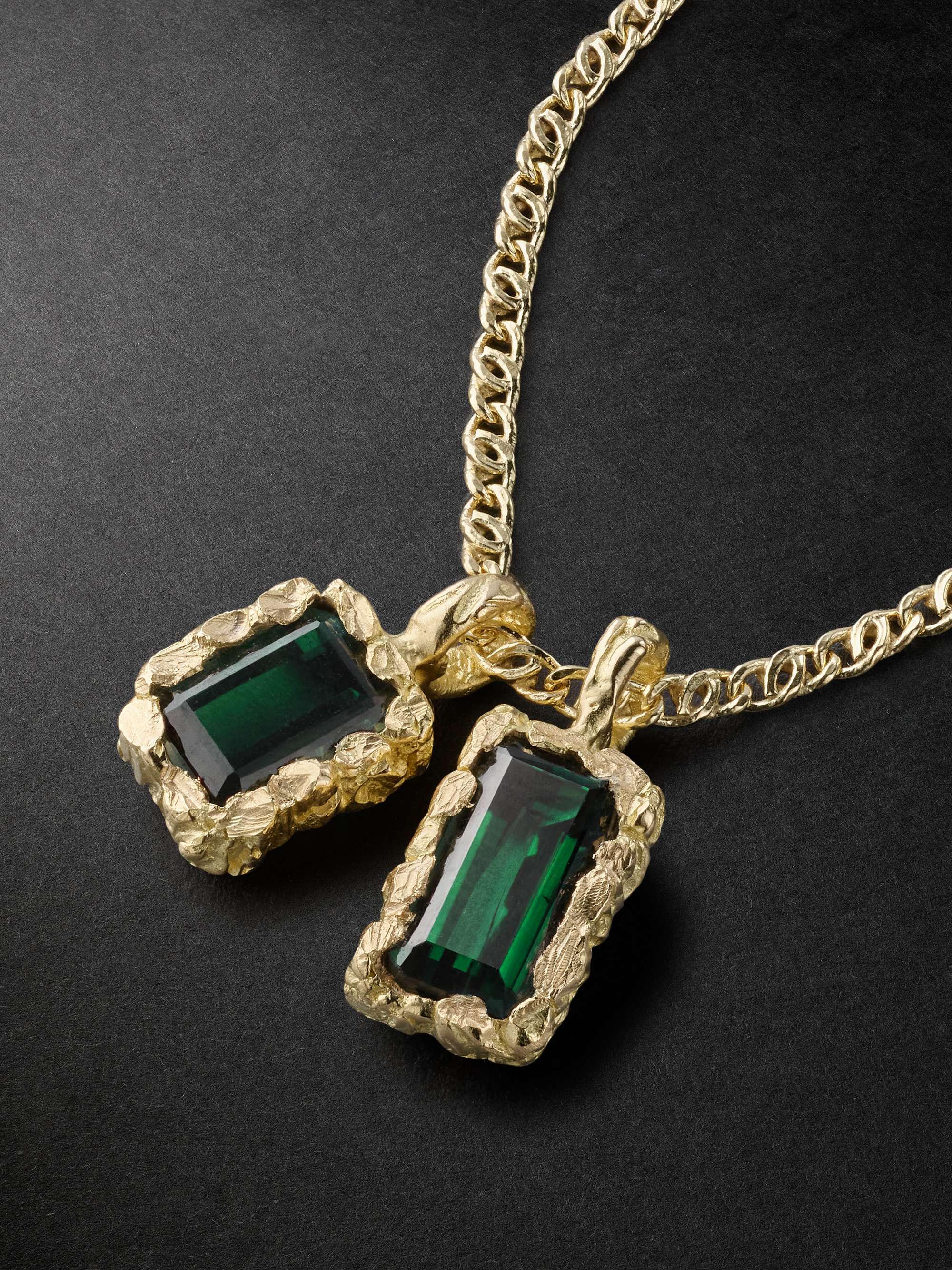 HEALERS FINE JEWELRY Recycled Gold, Tourmaline and Indigolite Pendant Necklace