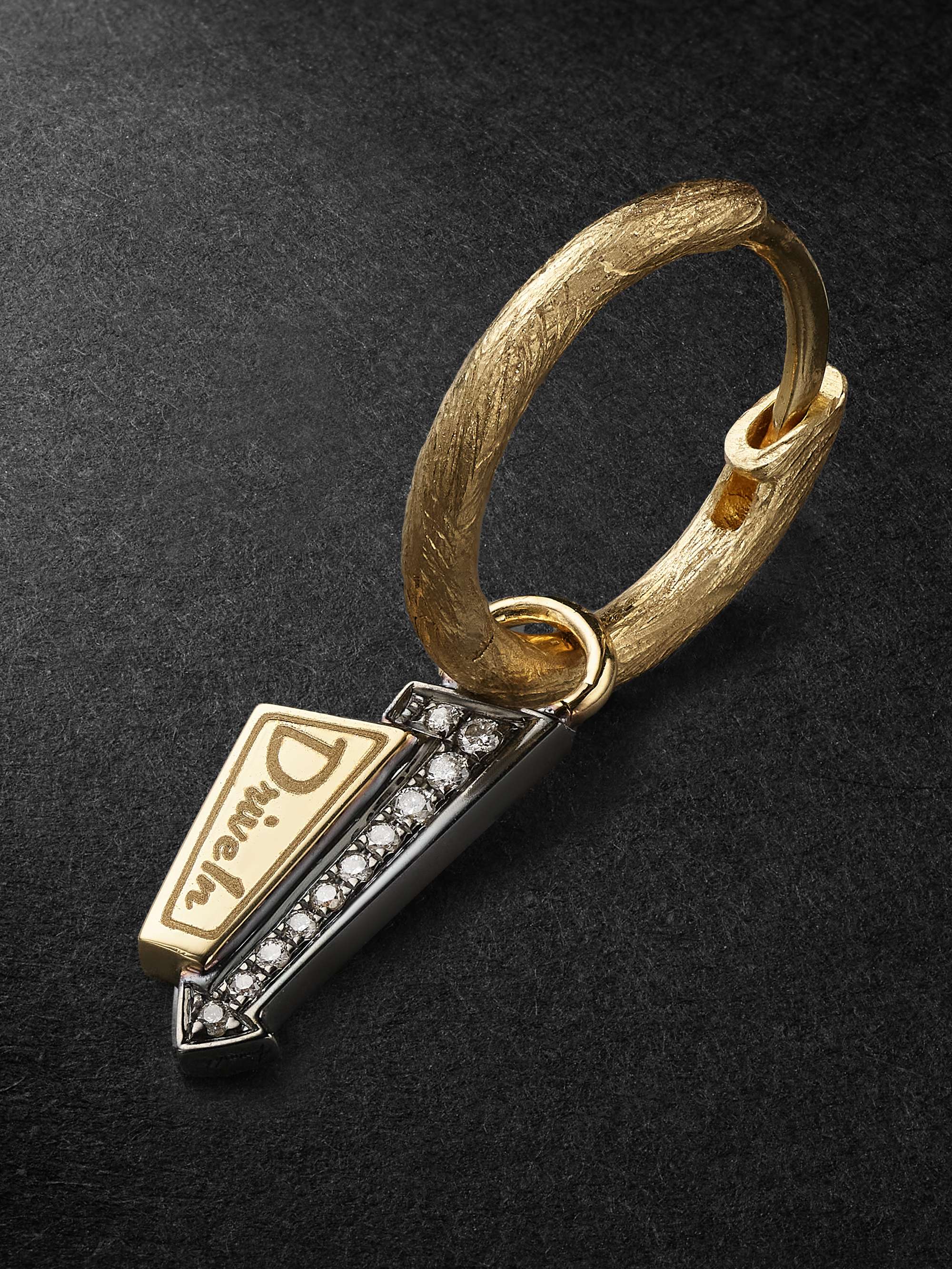 ANNOUSHKA Drive In 18-Karat Yellow and Blackened Gold Diamond Earring Pendant