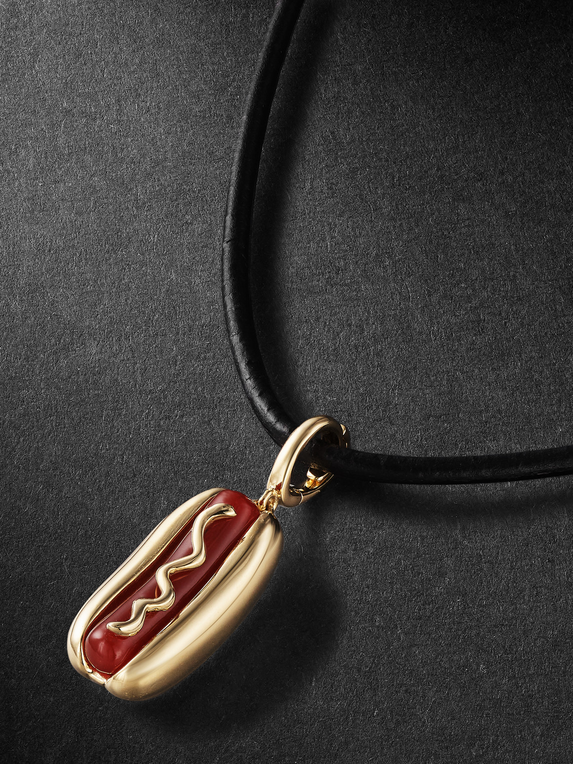 Shop Annoushka Hot Dog 18-karat Gold And Agate Necklace Pendant In Red
