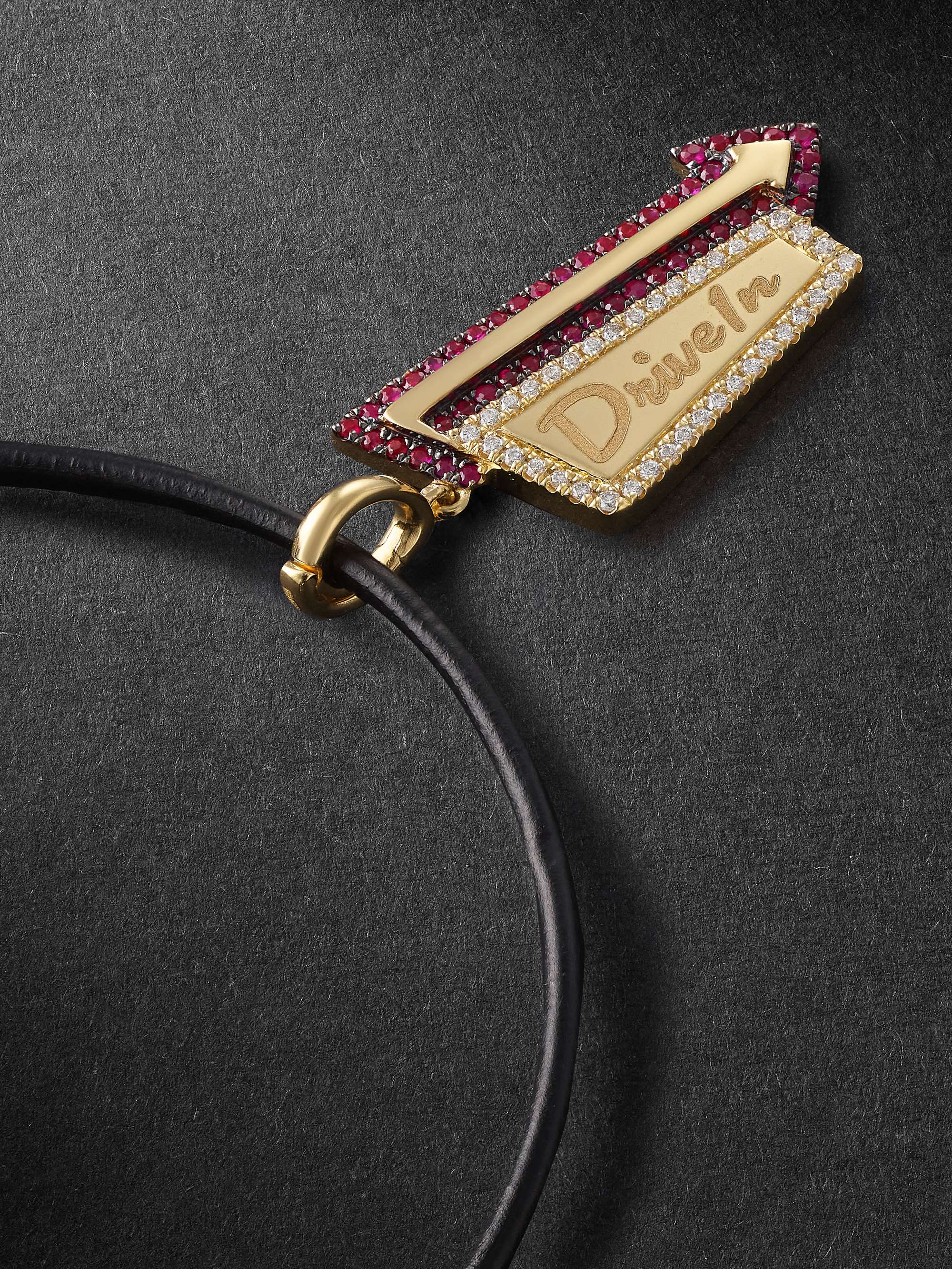 ANNOUSHKA Drive In 18-Karat Yellow and Blackened Gold, Ruby and Diamond Necklace Pendant