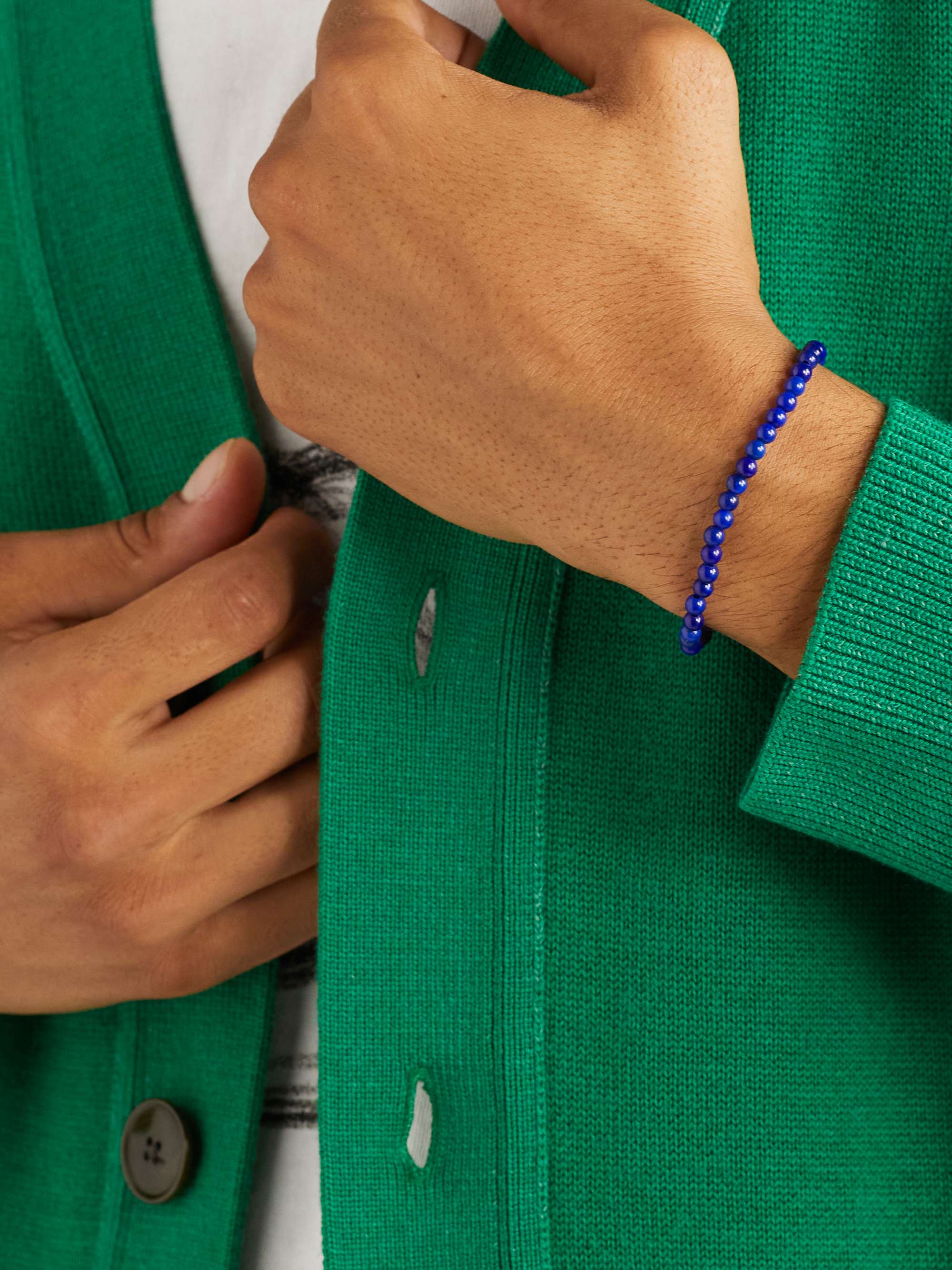 MATEO Gold Lapis Lazuli Beaded Bracelet