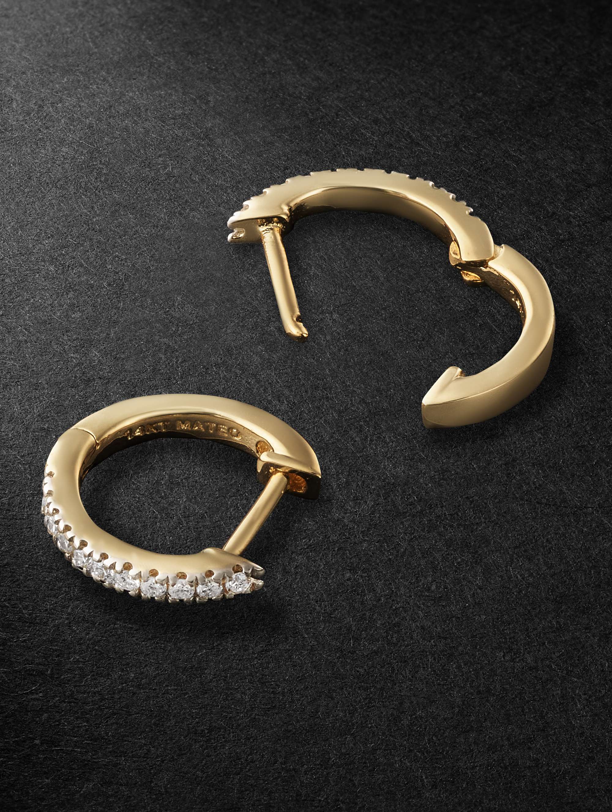 MATEO Gold, Diamond and Pearl Hoop Earrings
