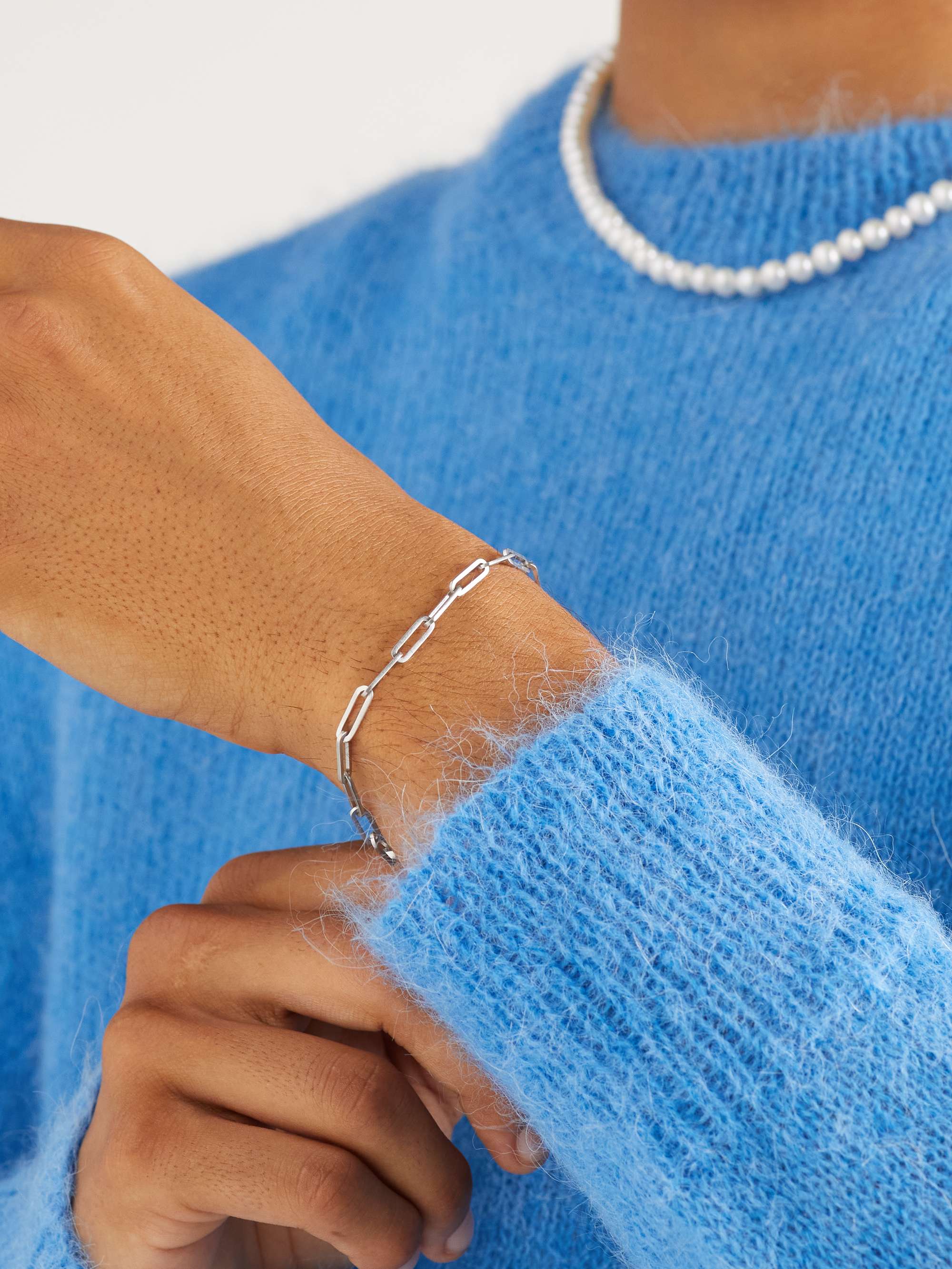 MATEO Long Link White Gold Bracelet