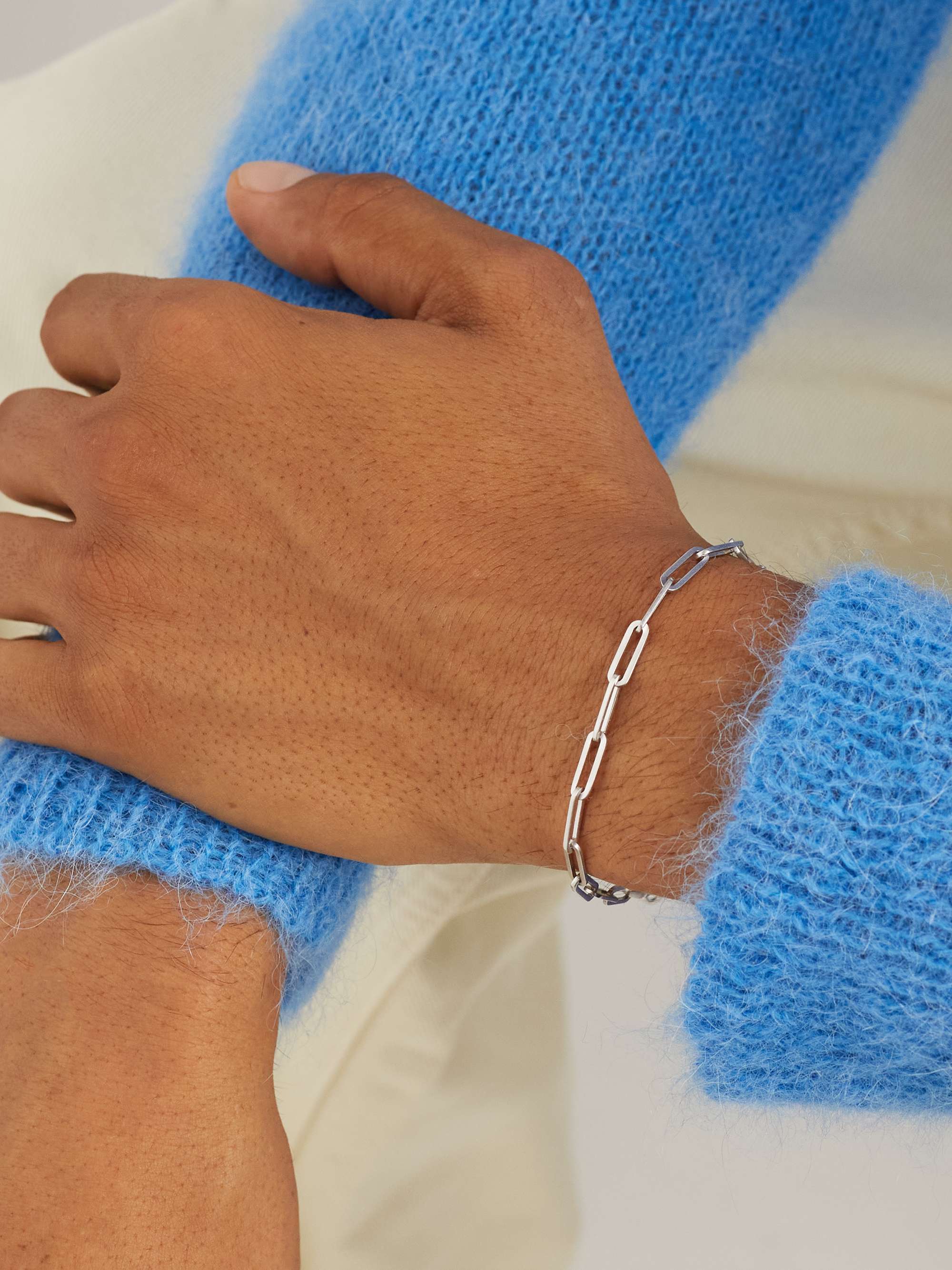 MATEO Long Link White Gold Bracelet