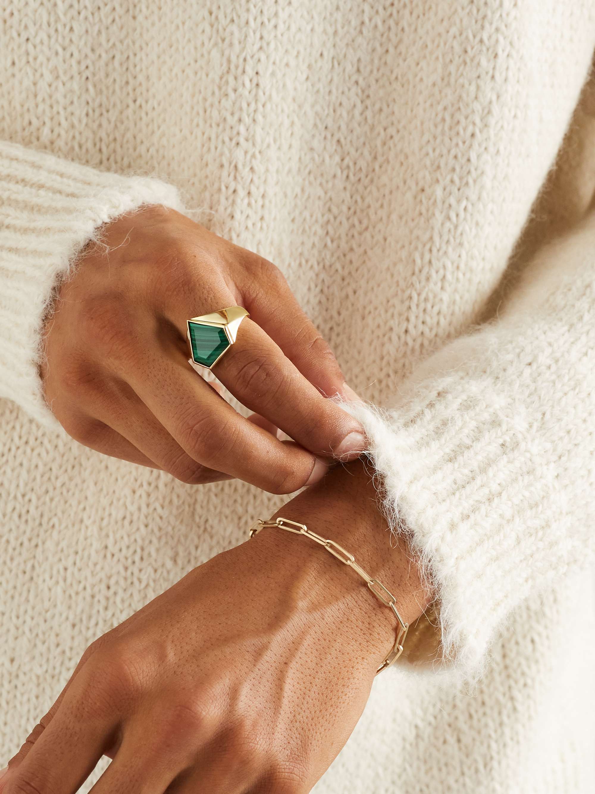 MATEO Gold Malachite Ring