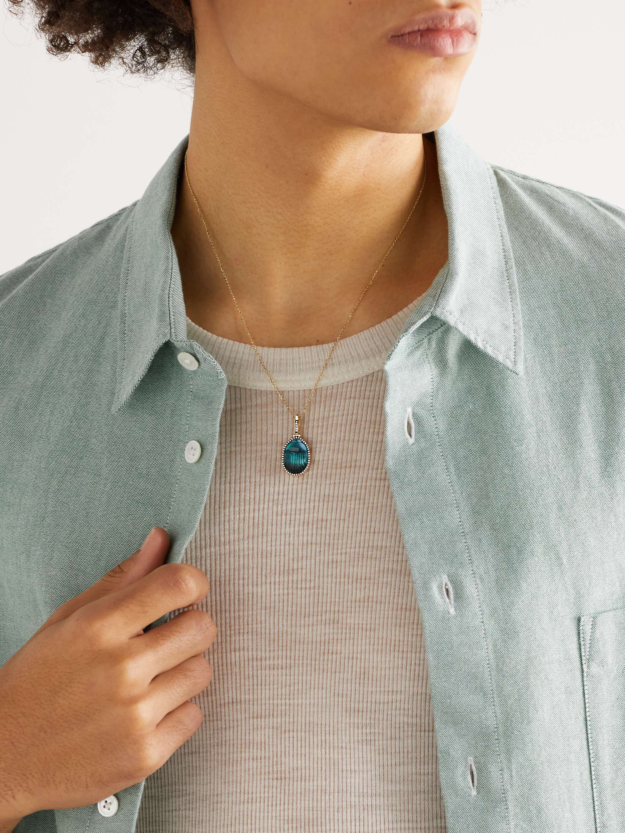 LITO Elia Gold, Chalcedony and Diamond Necklace