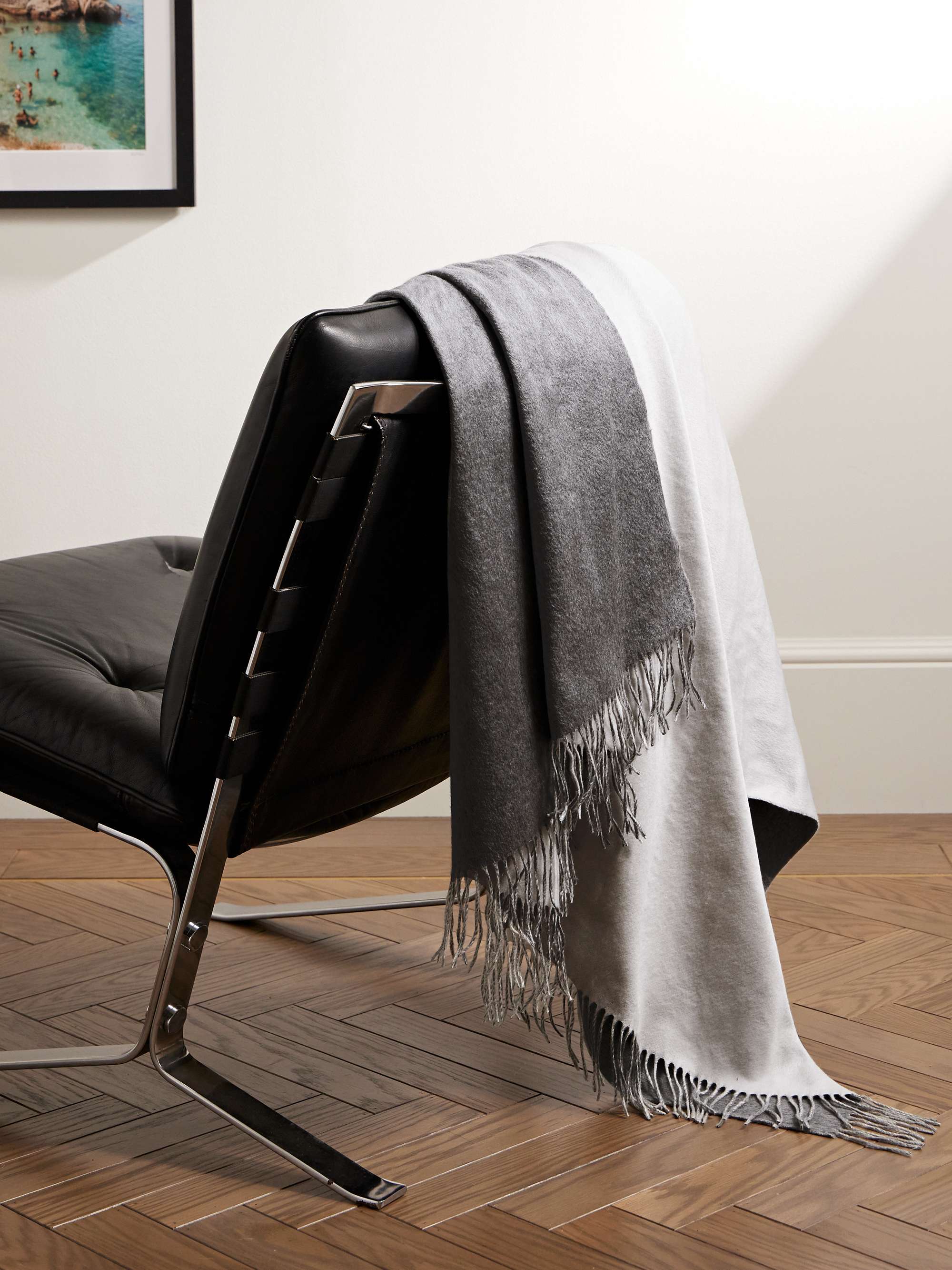 BRUNELLO CUCINELLI Fringed Colour-Block Silk Blanket